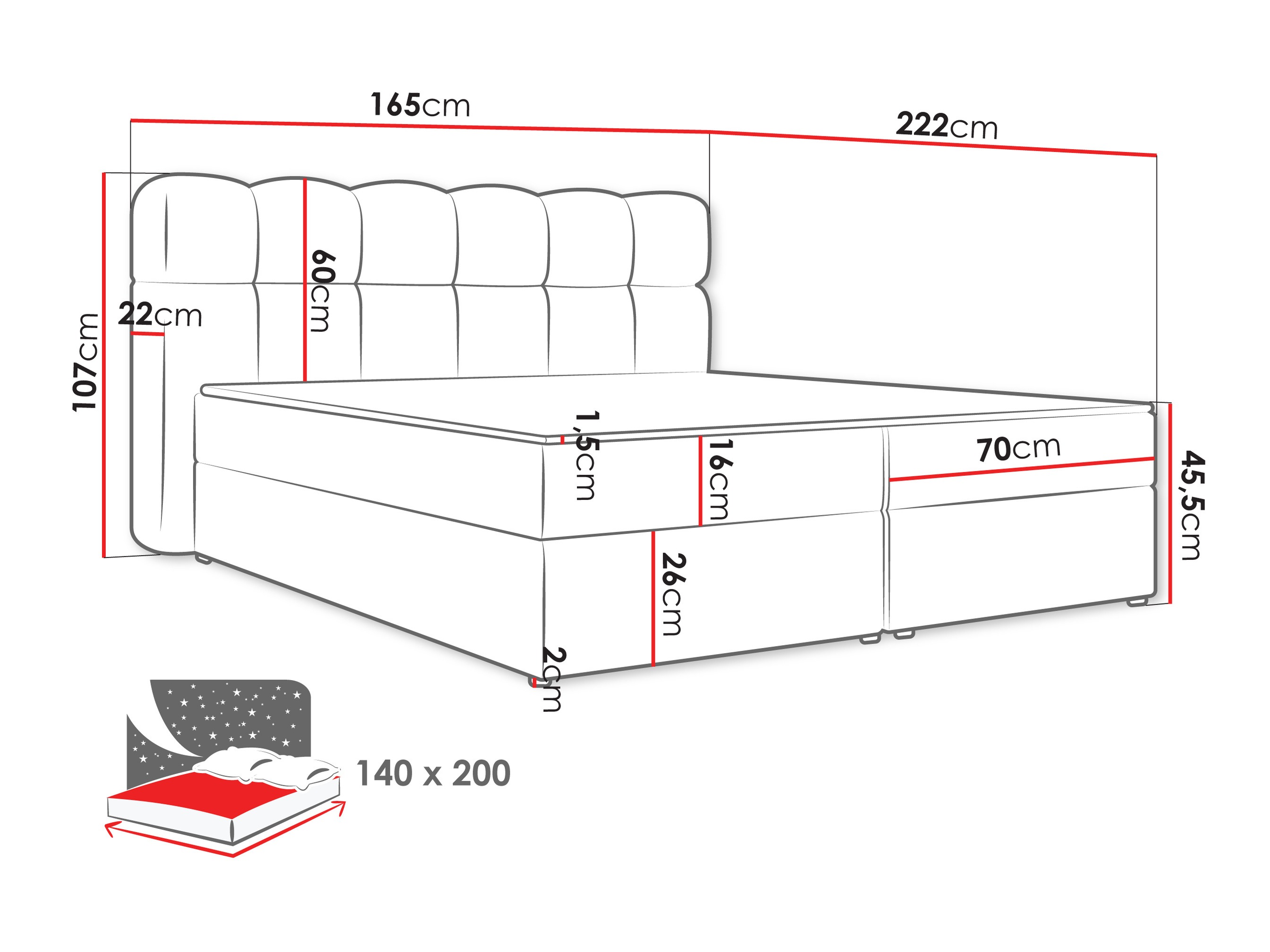 Letto continentale Stonecrest 113 (Lambi 07)