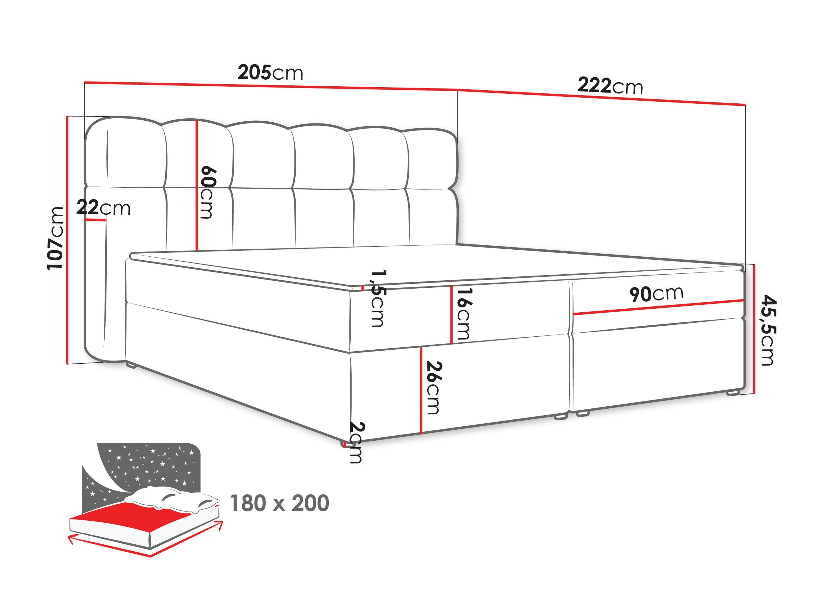 Letto continentale Stonecrest 113 (Lambi 08)