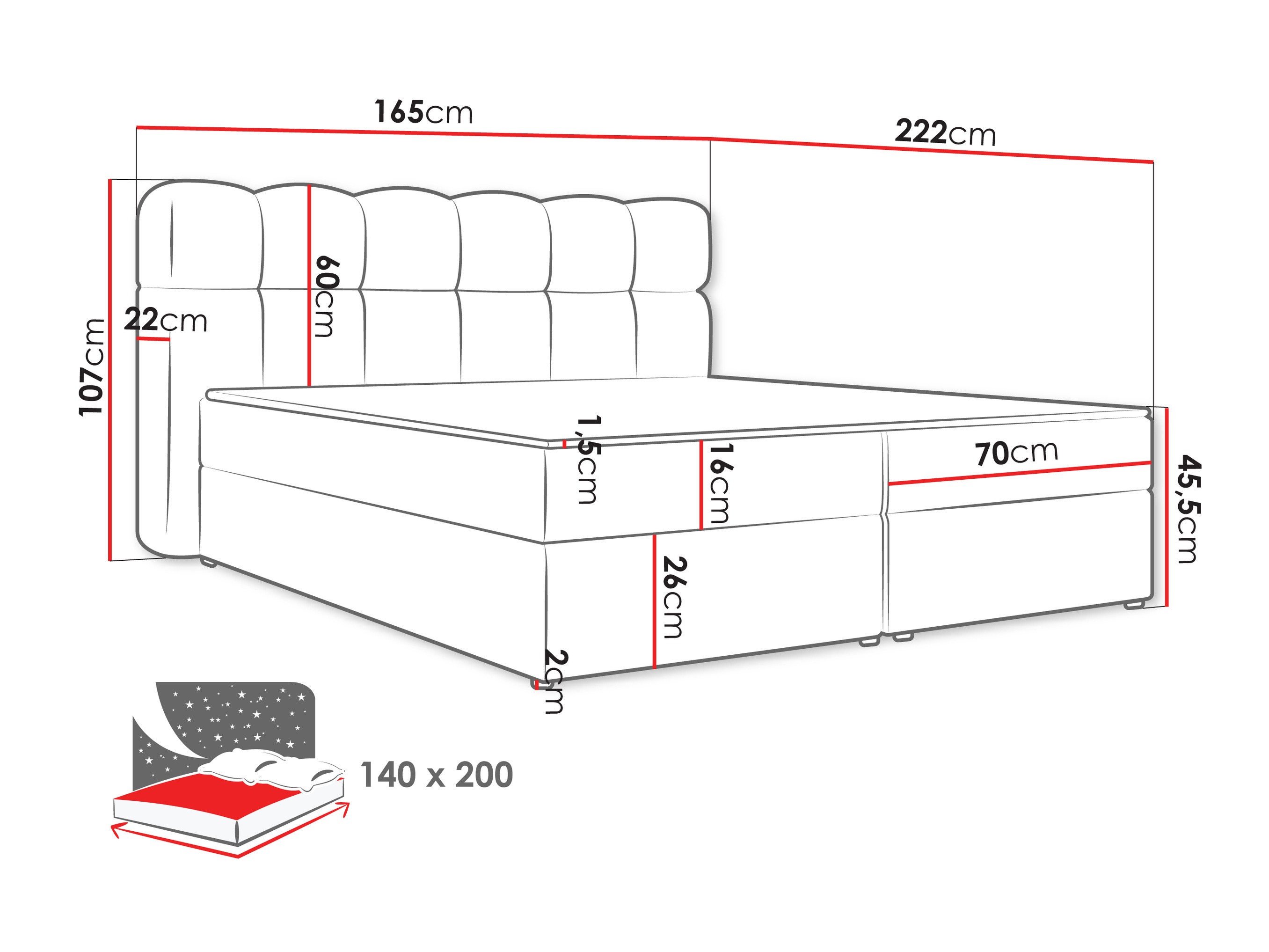 Letto continentale Stonecrest 113 (Lambi 12)