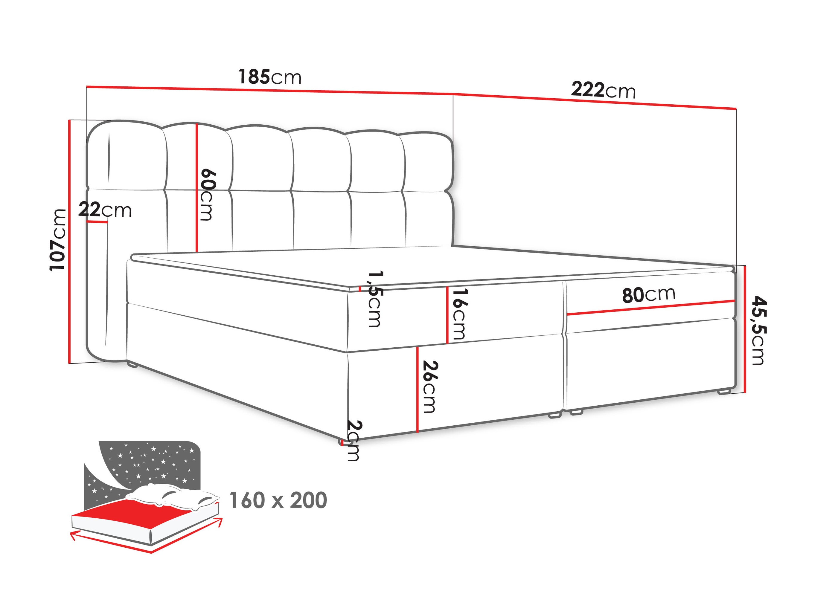 Letto continentale Stonecrest 113 (Lambi 12)
