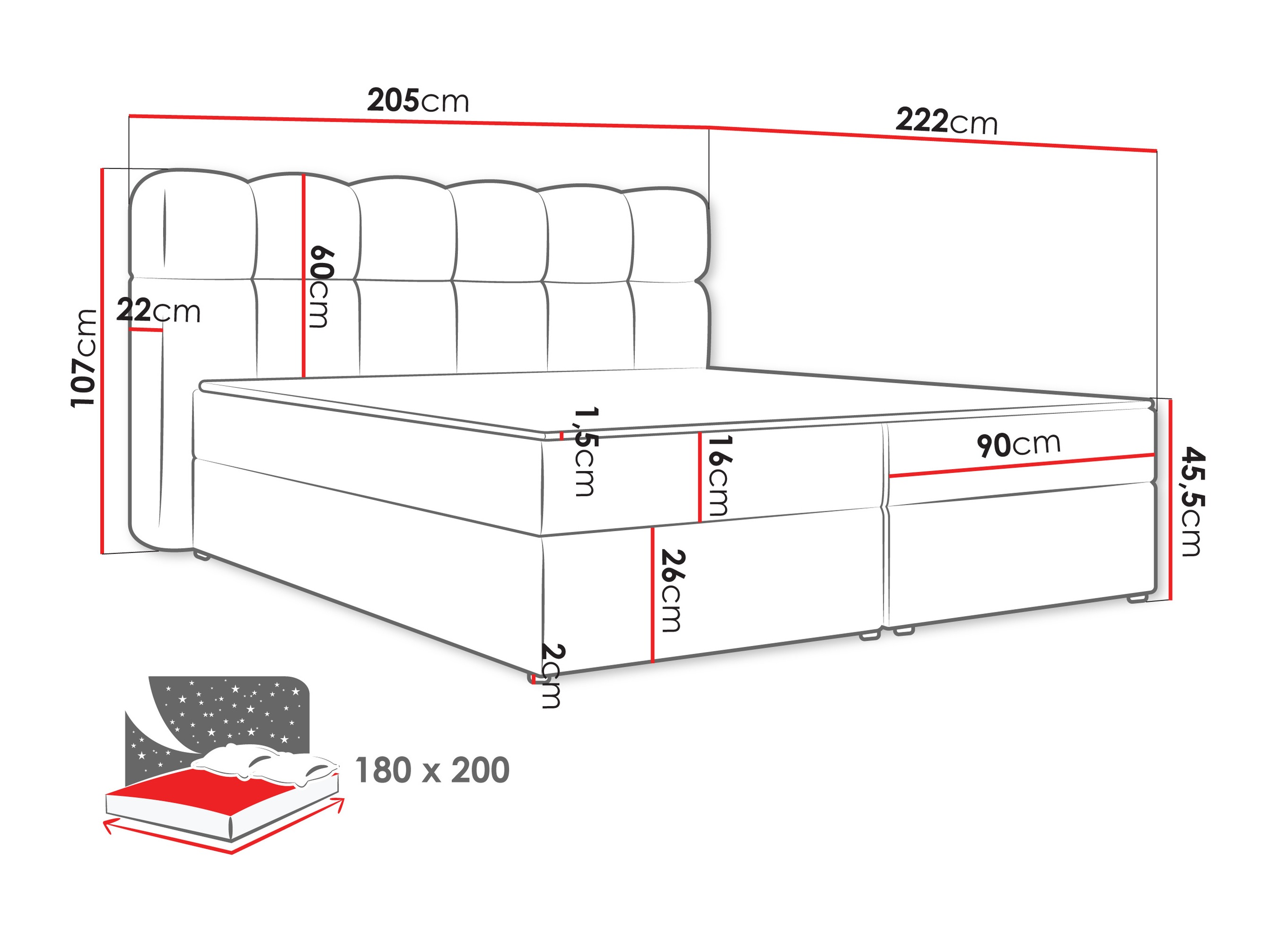 Letto continentale Stonecrest 113 (Lambi 12)