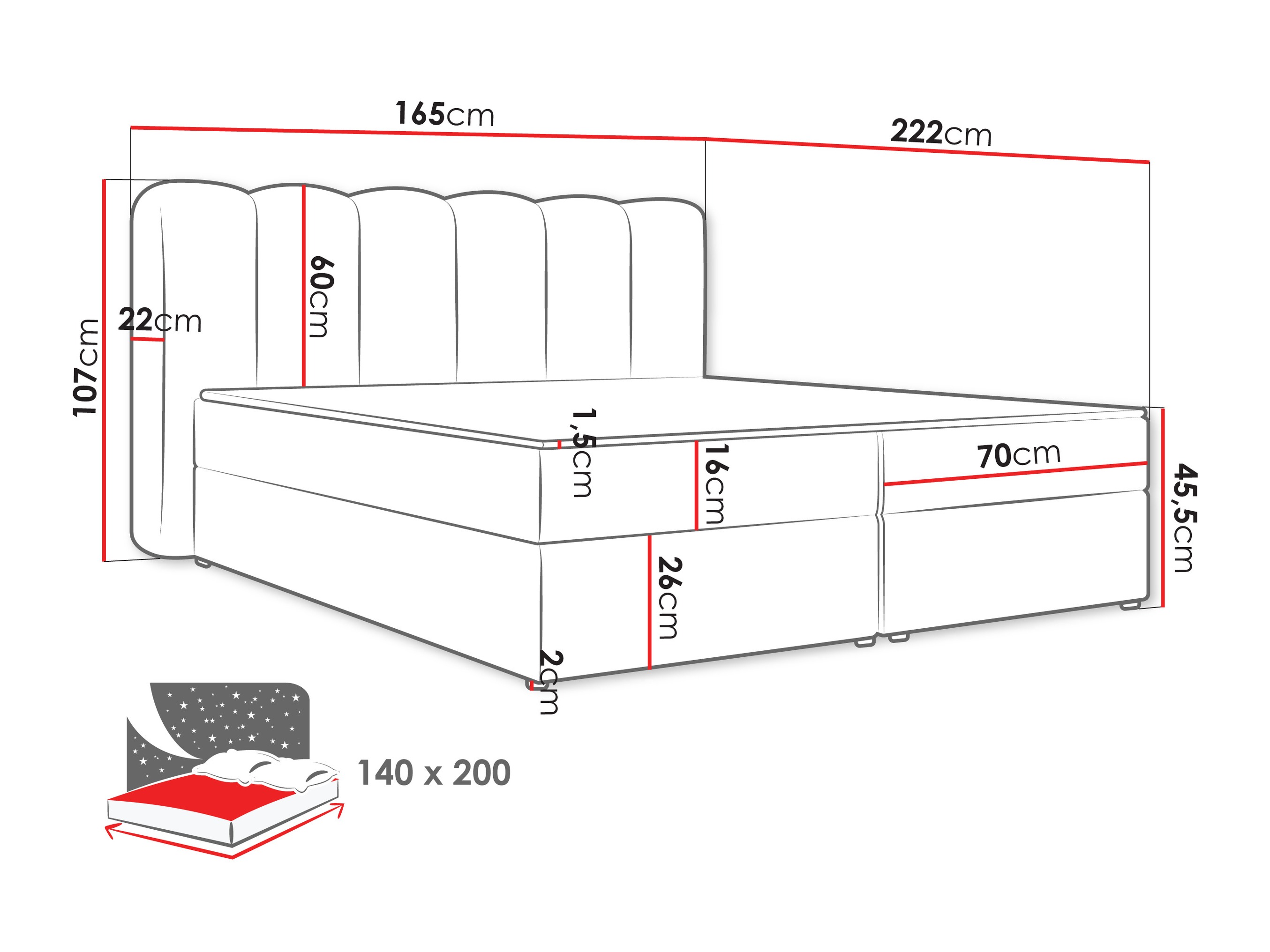 Letto continentale Stonecrest 112 (Lambi 08)