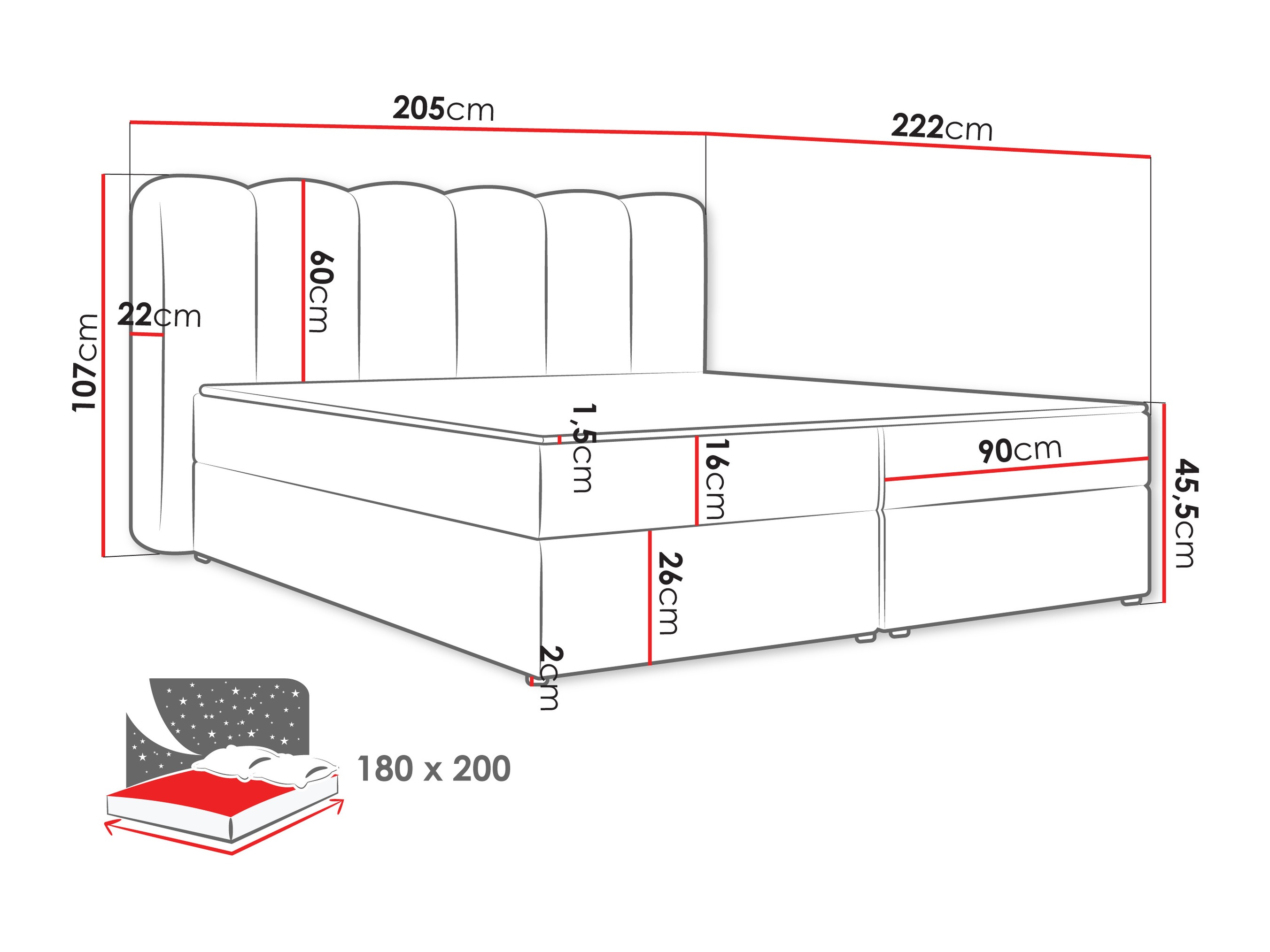Letto continentale Stonecrest 112 (Lambi 12)
