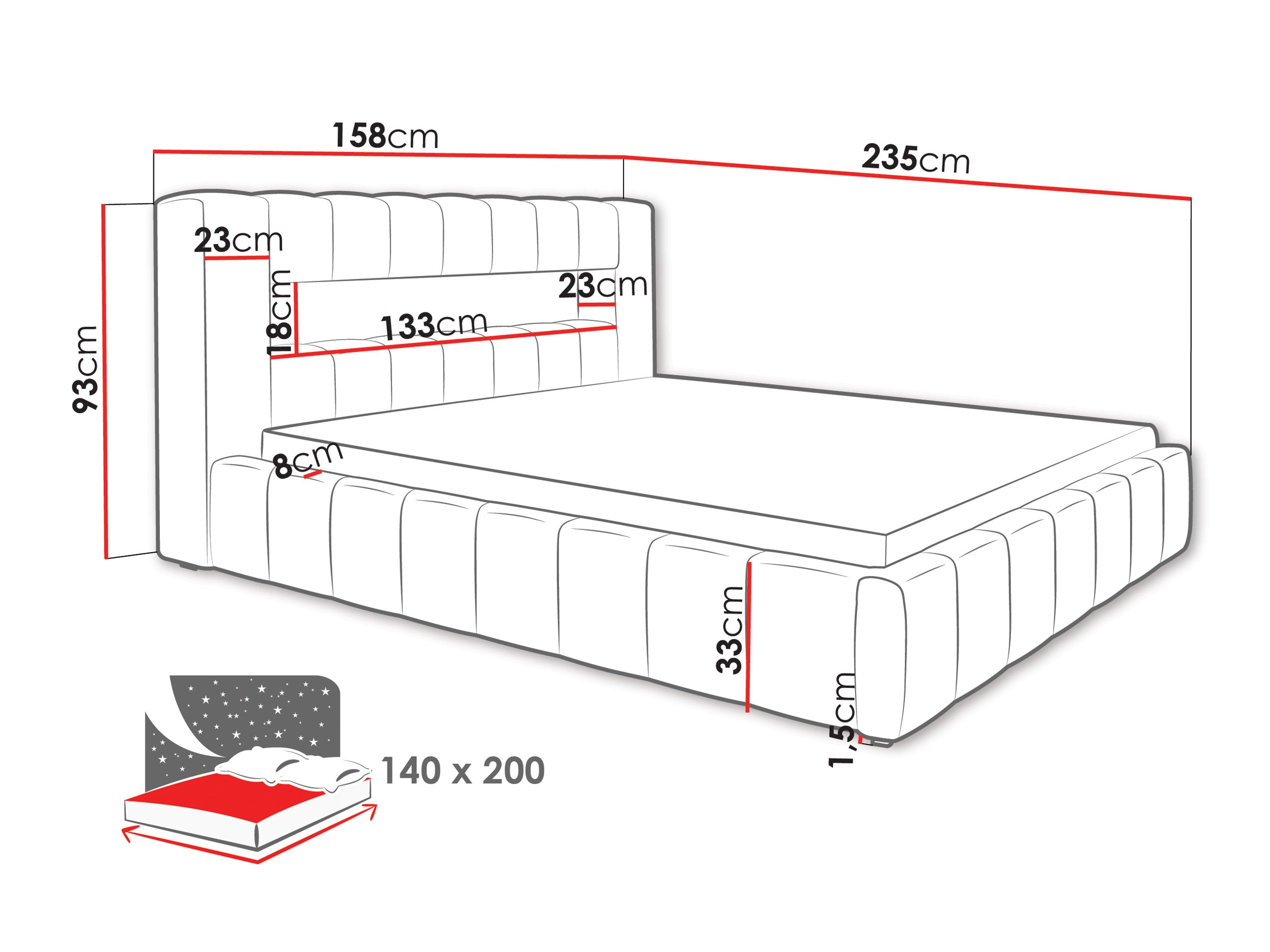 Letto Skokie 100 (Velluto 08)