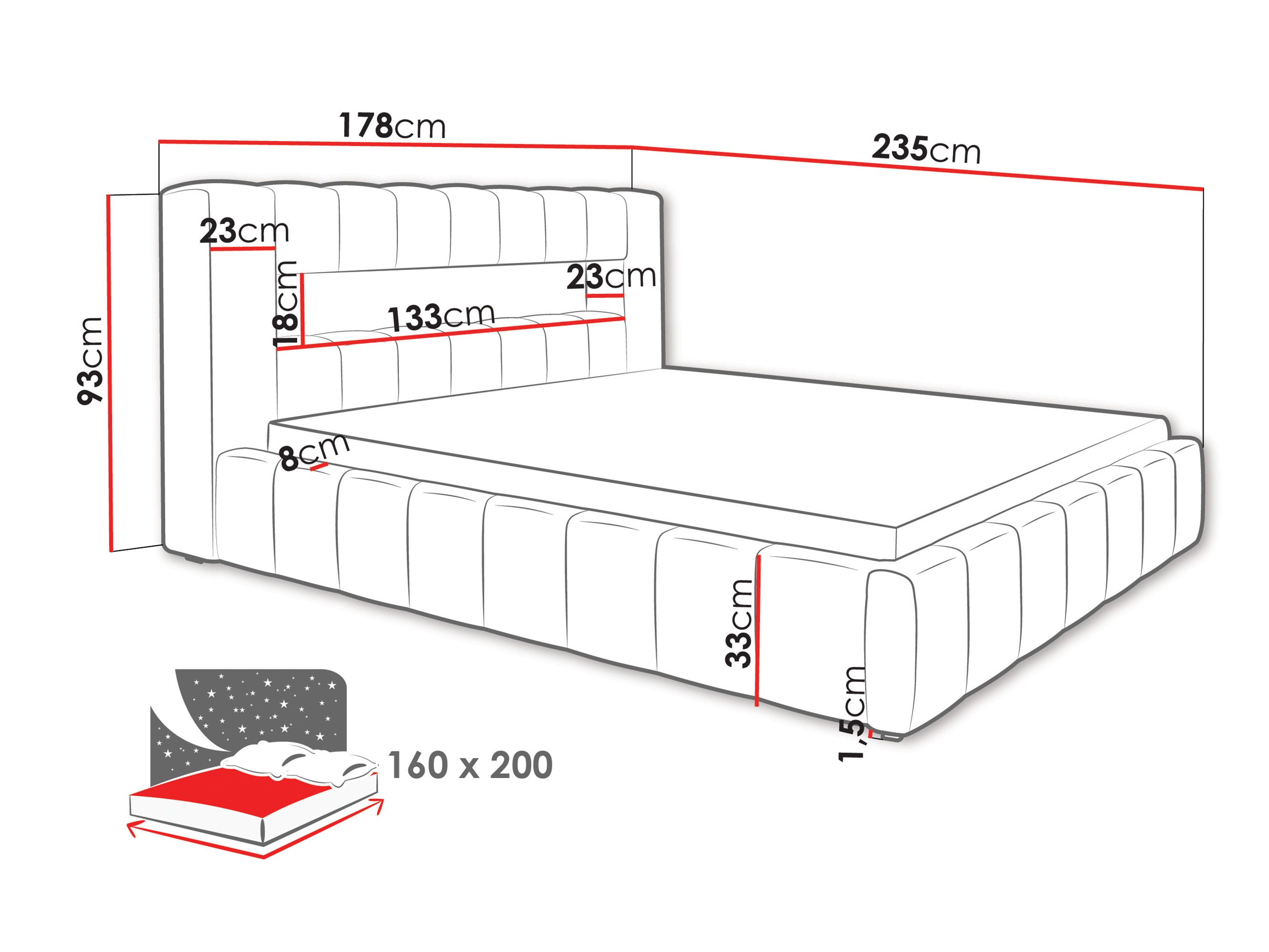 Letto Skokie 100 (Velluto 08)