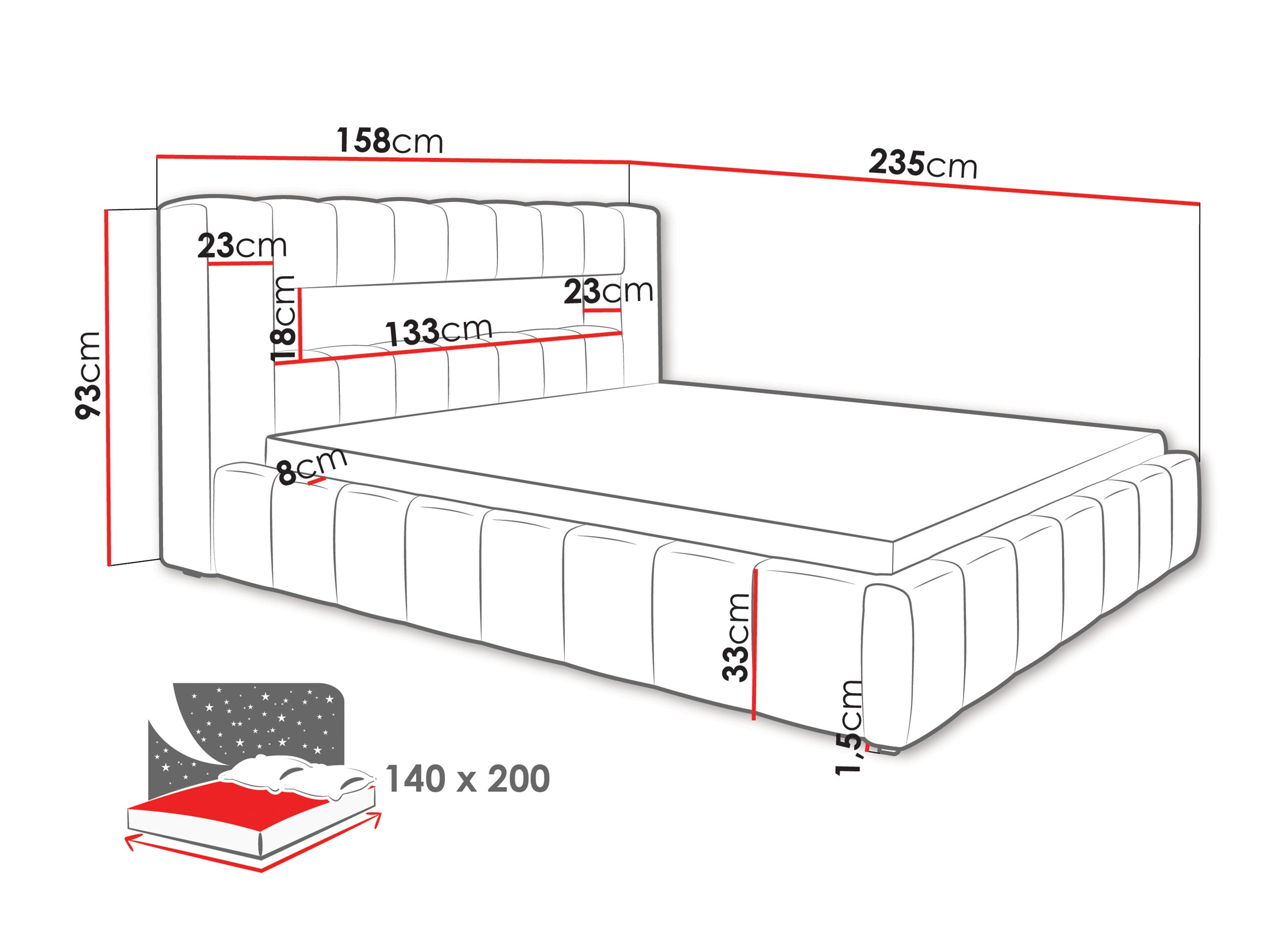 Letto Skokie 100 (Velluto 30)