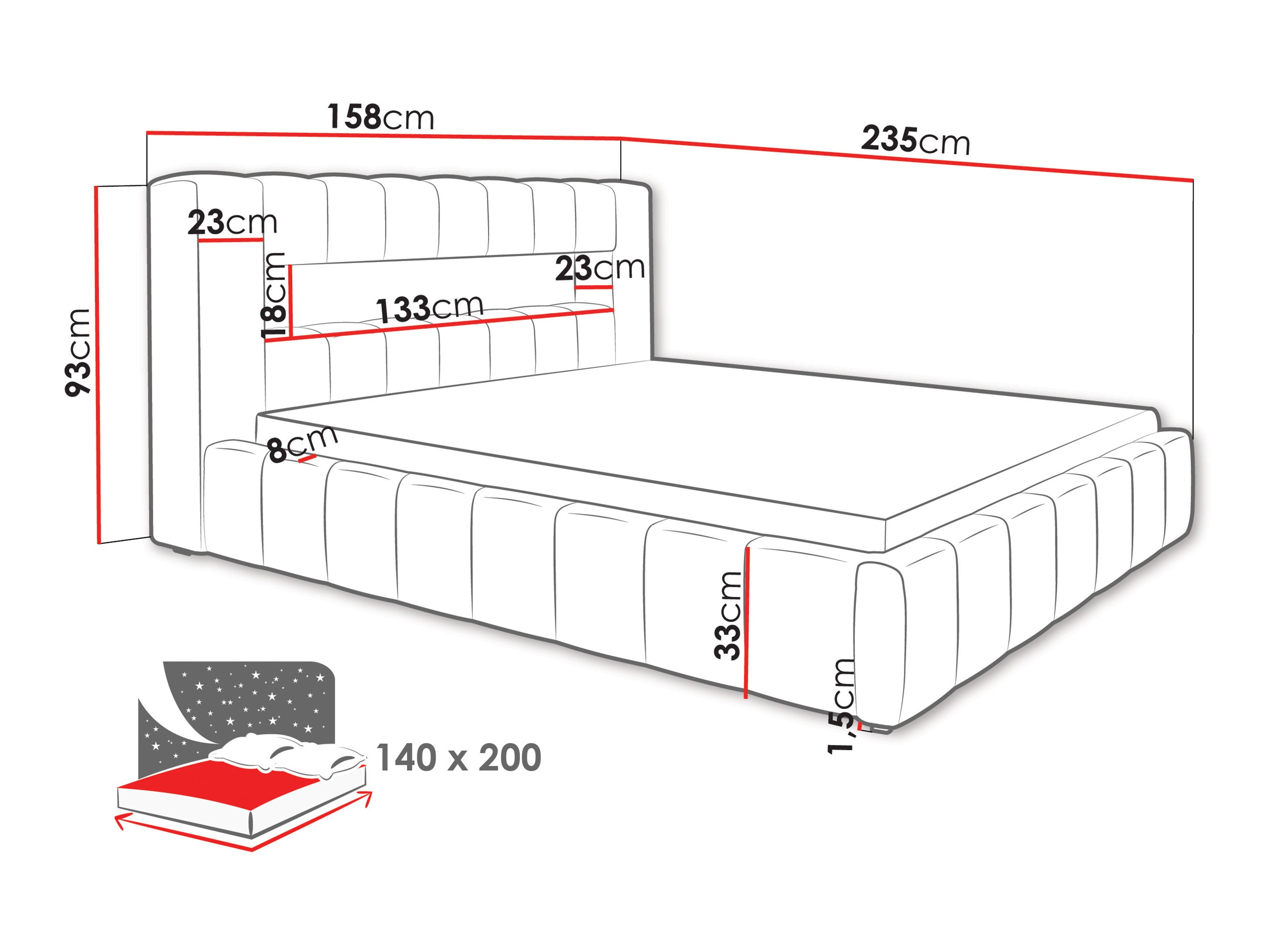 Letto Skokie 100 (Velluto 35)