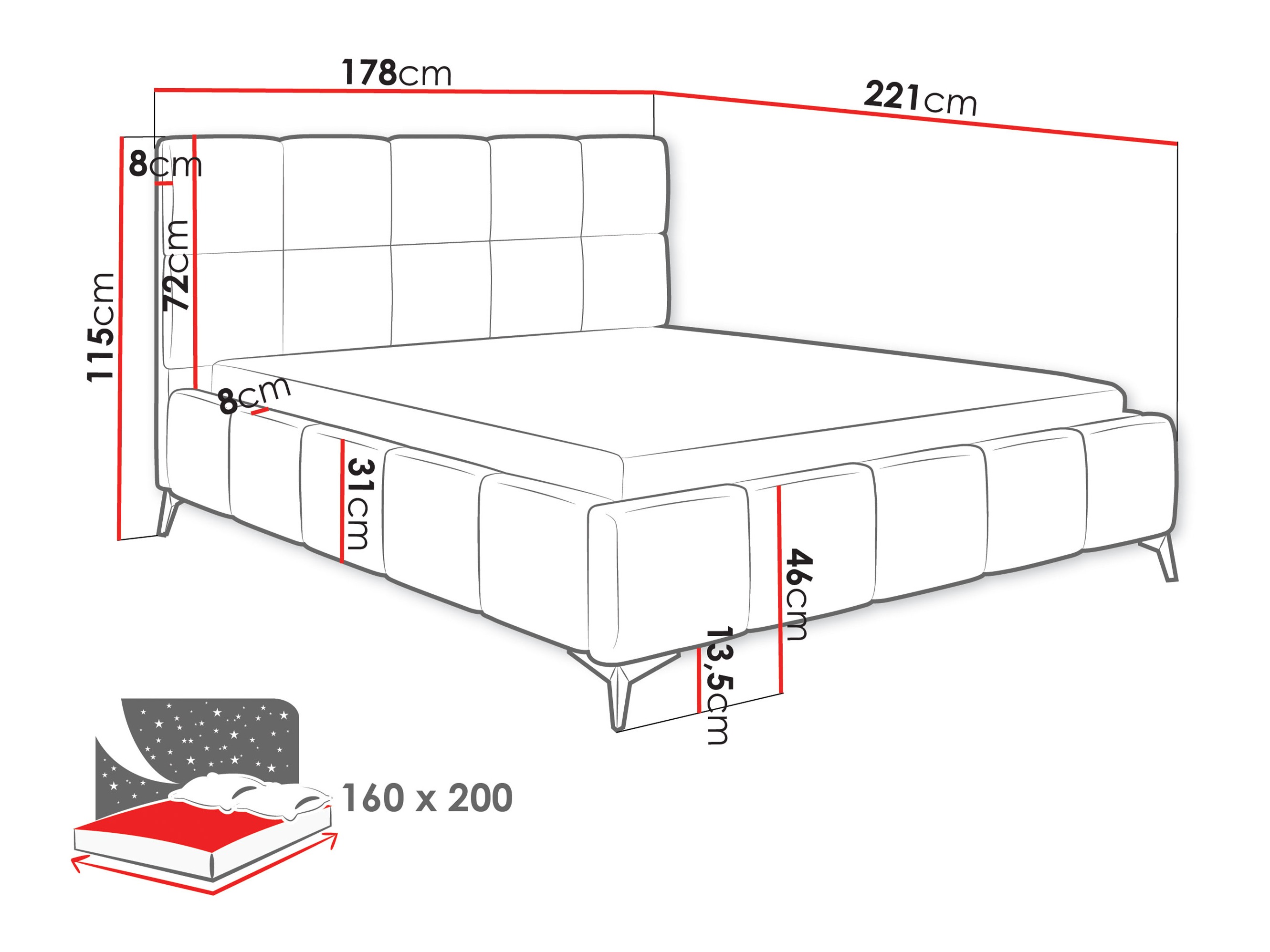 Letto Skokie 101 (Velluto 08)