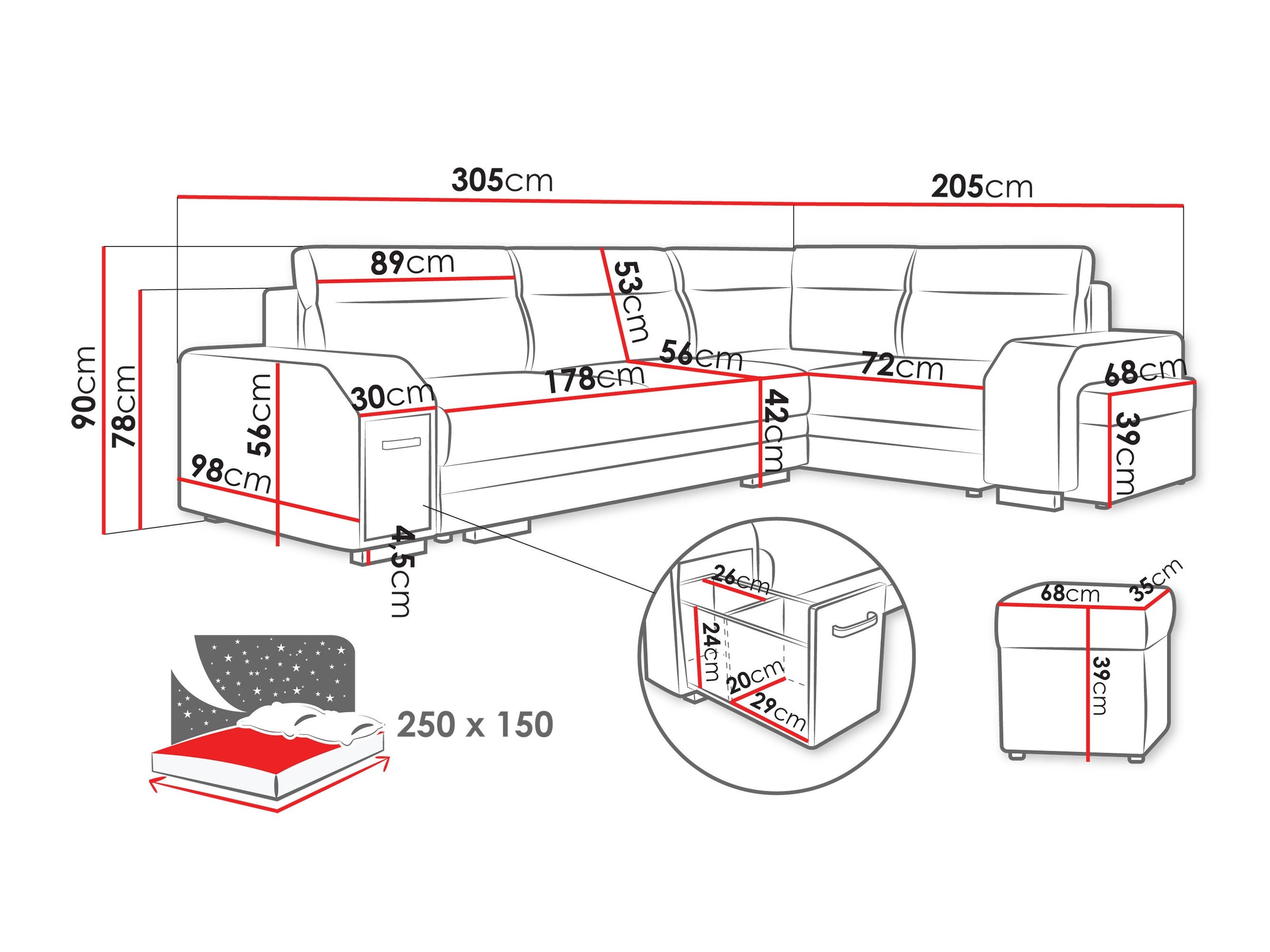 Divano angolare Kingsport 117 (Nazar 225.05 + Nazar 225.04)