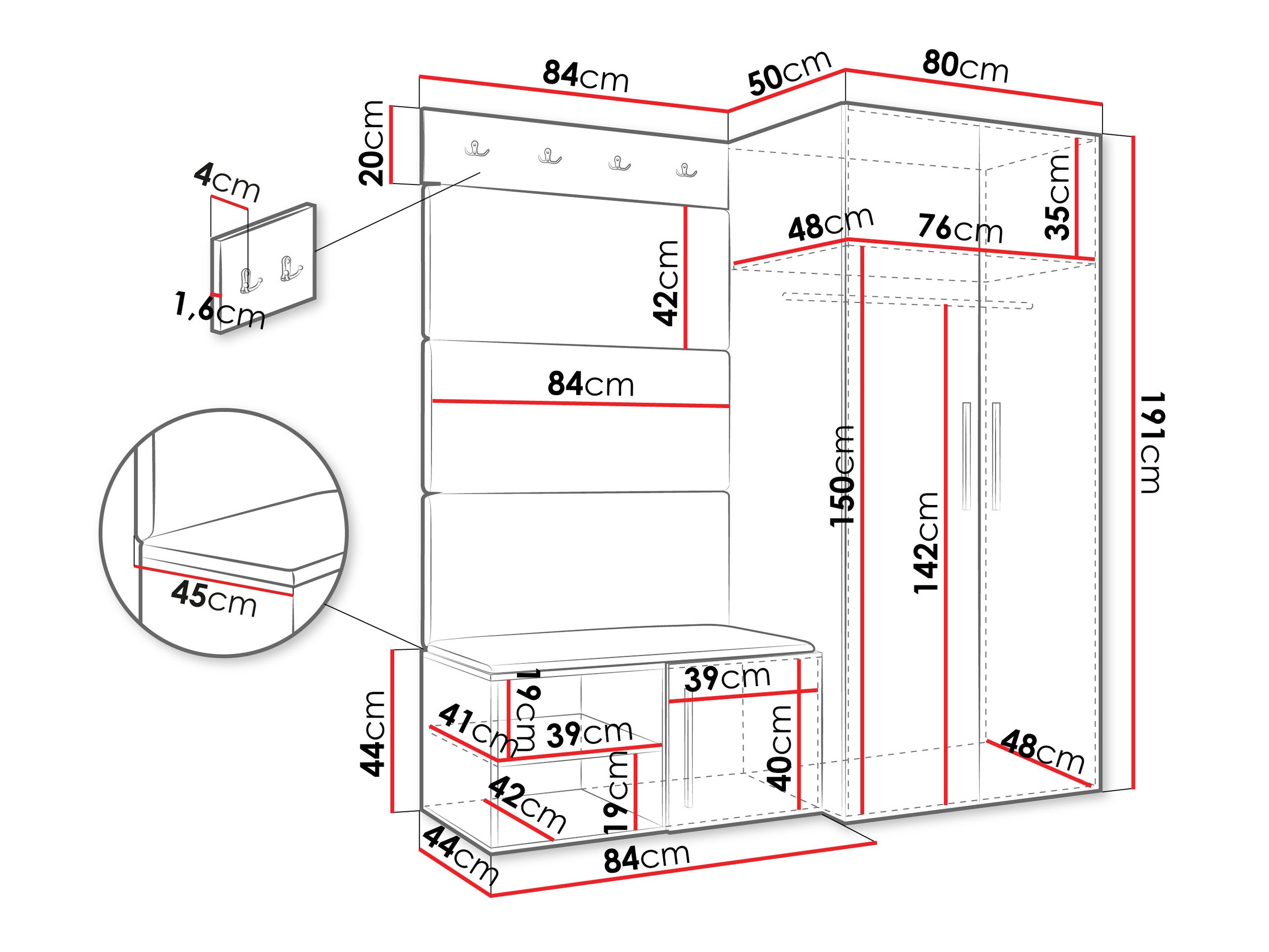 Set arredo da corridoio Nitos I (Noce)