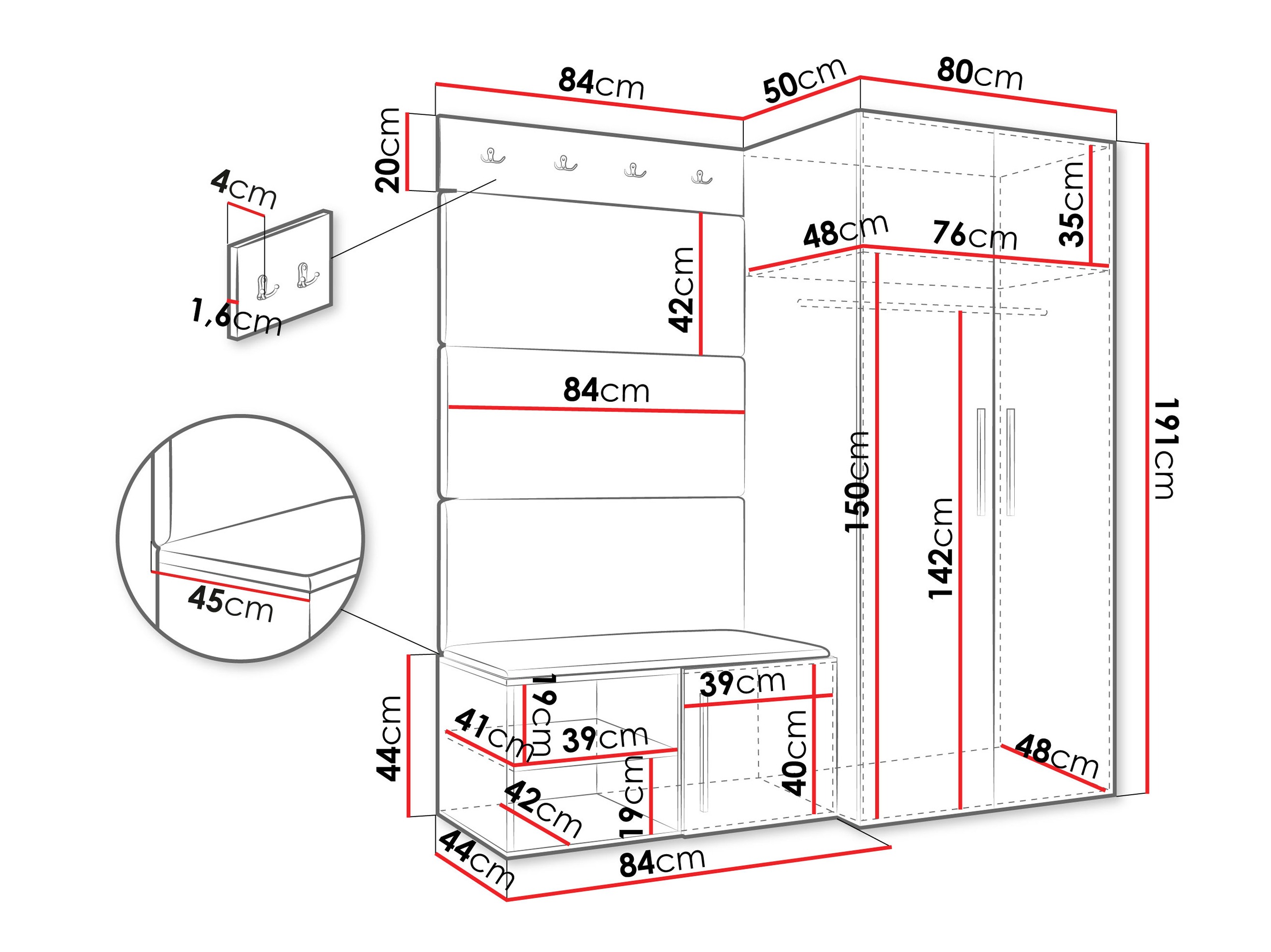 Set arredo da corridoio Nitos I (Noce)