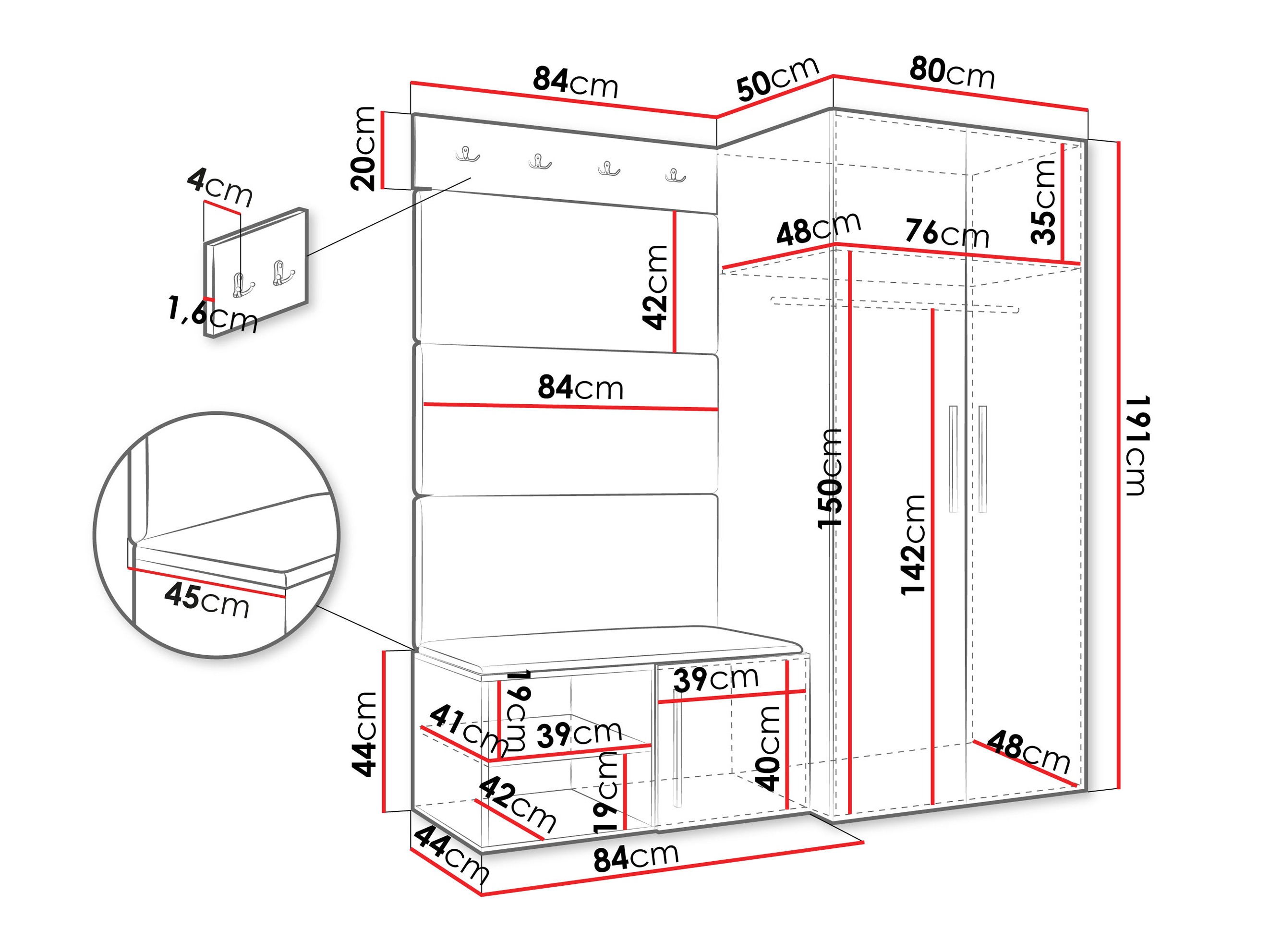 Set arredo da corridoio Nitos I (Noce)