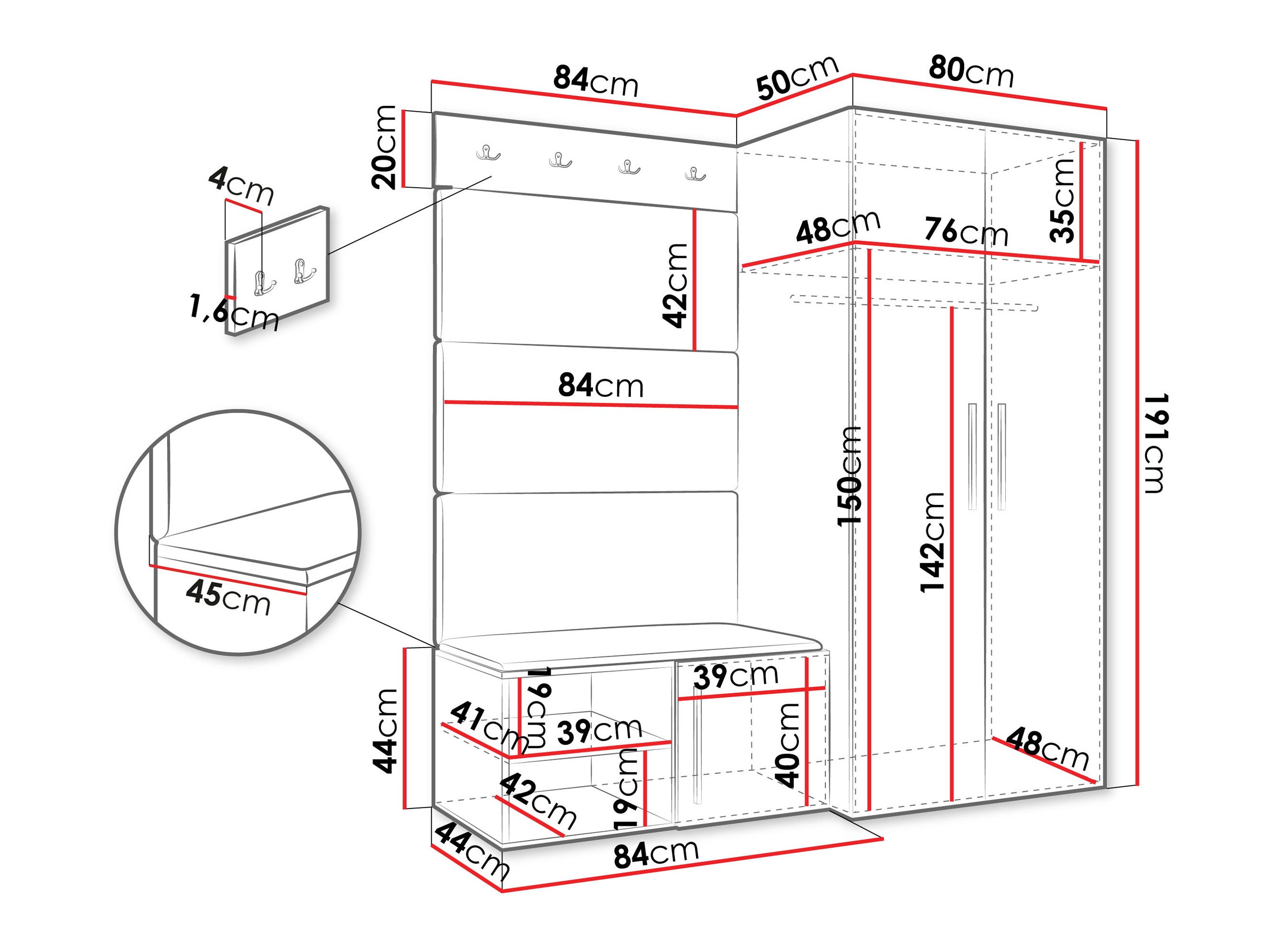 Set arredo da corridoio Nitos I (Noce)