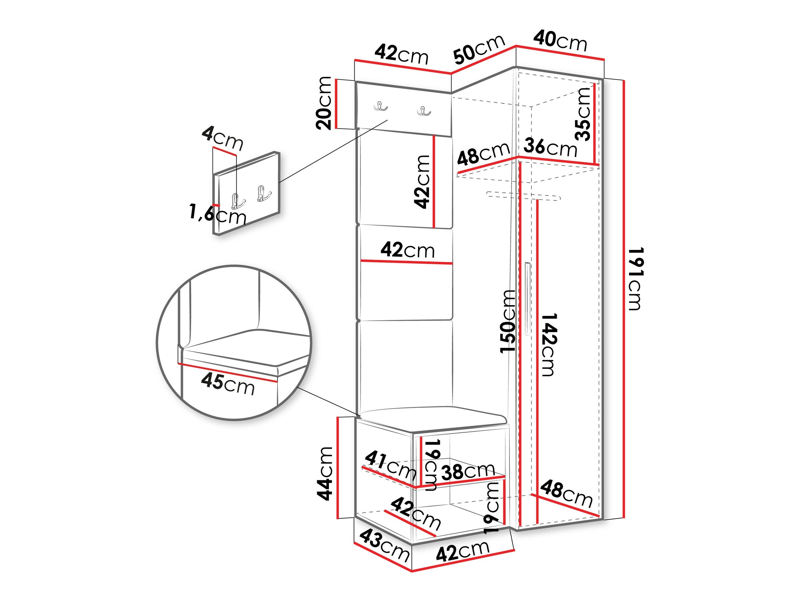 Set arredo da corridoio Nitos III (Noce)