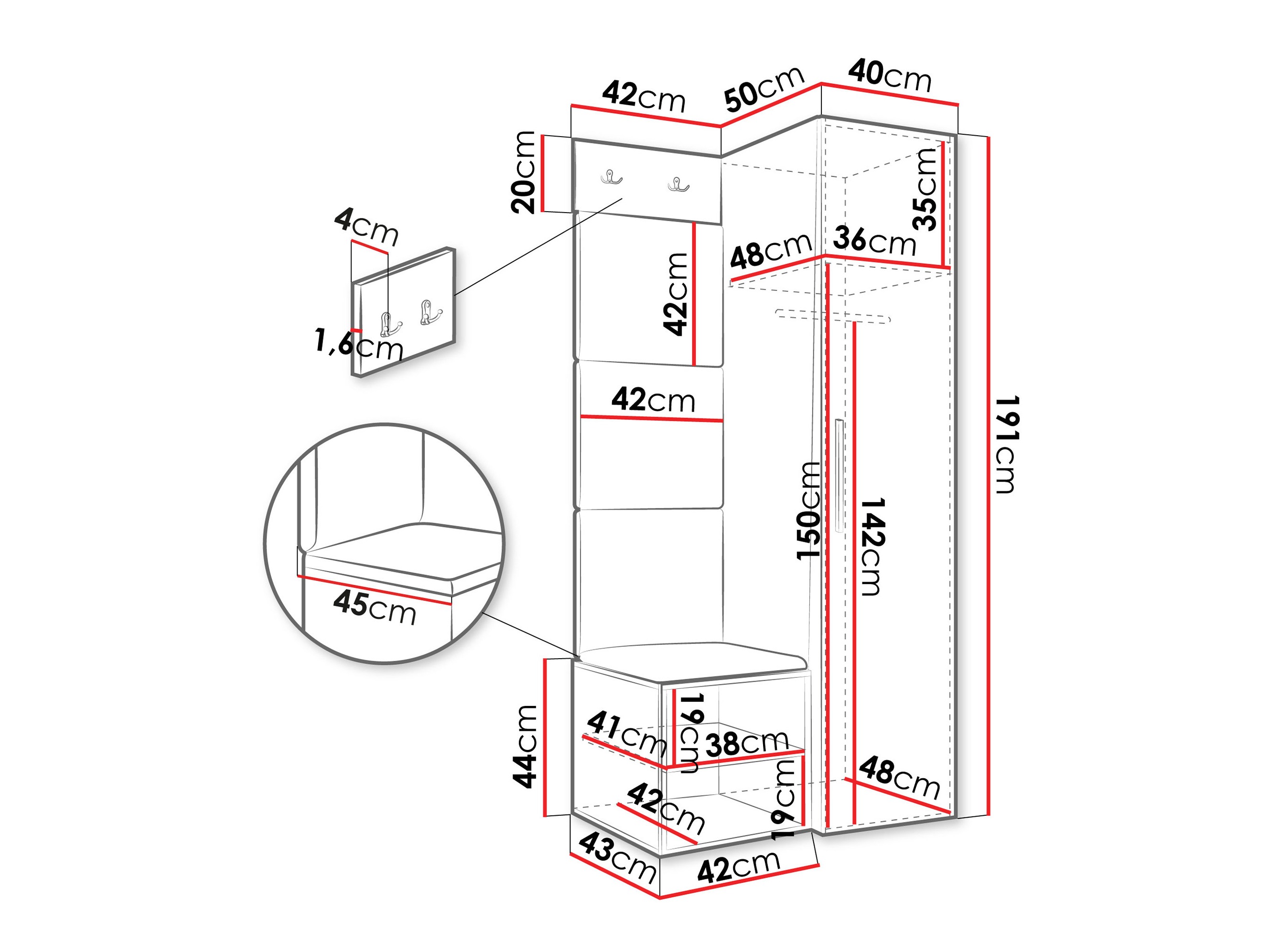 Set arredo da corridoio Nitos III (Noce)