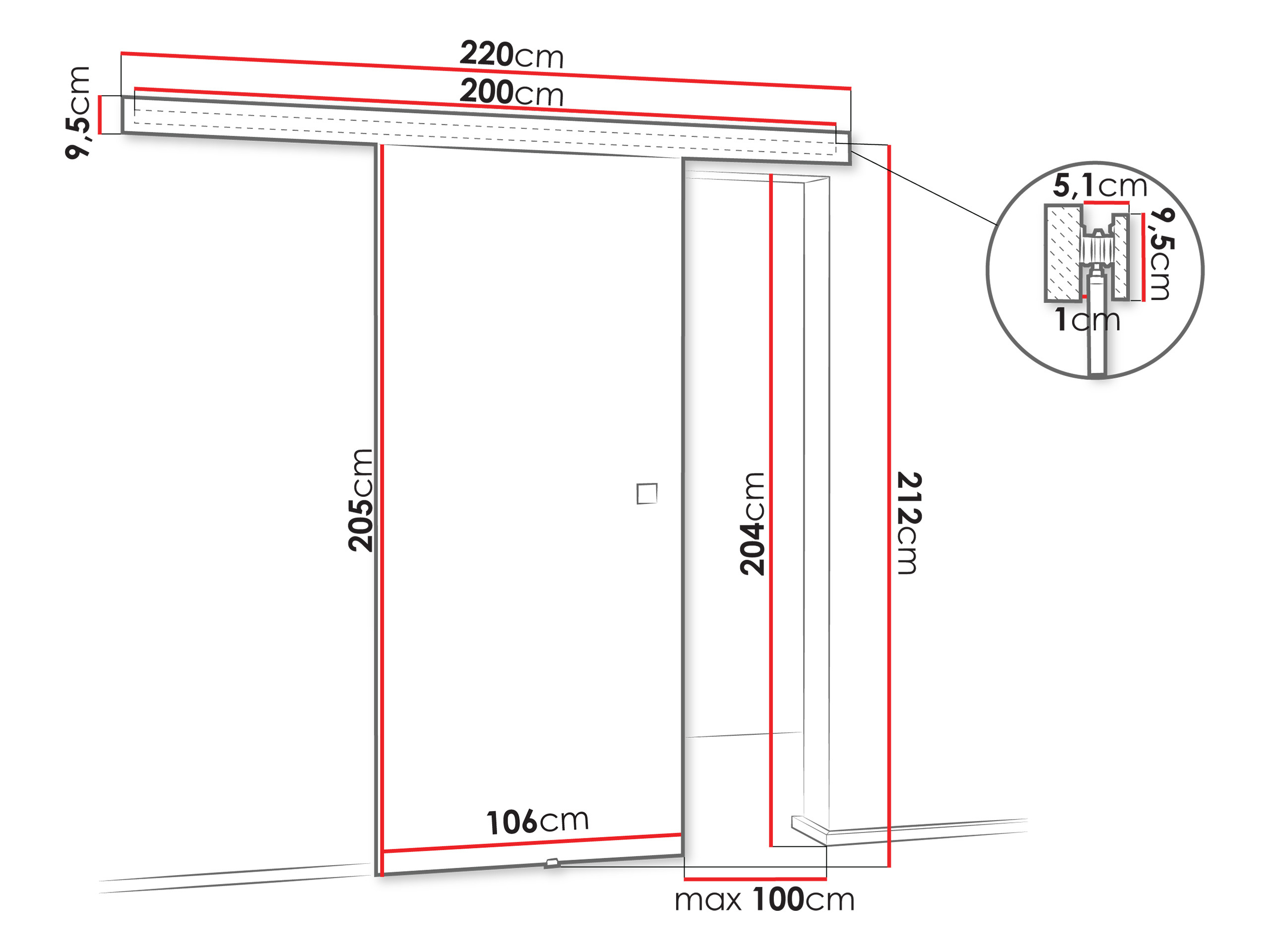 Porte scorrevoli Dover 170 (Cenere scuro)