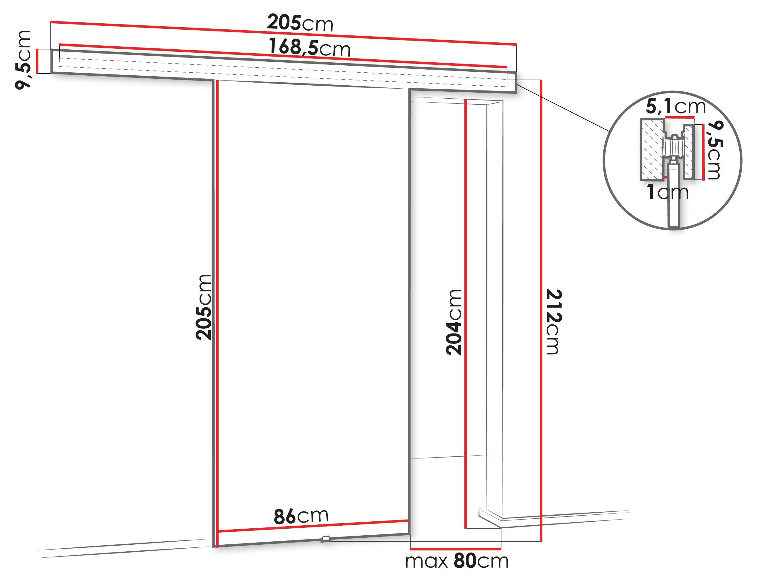 Porte scorrevoli Dover 202 (Quercia dorata artigianale + Nero)