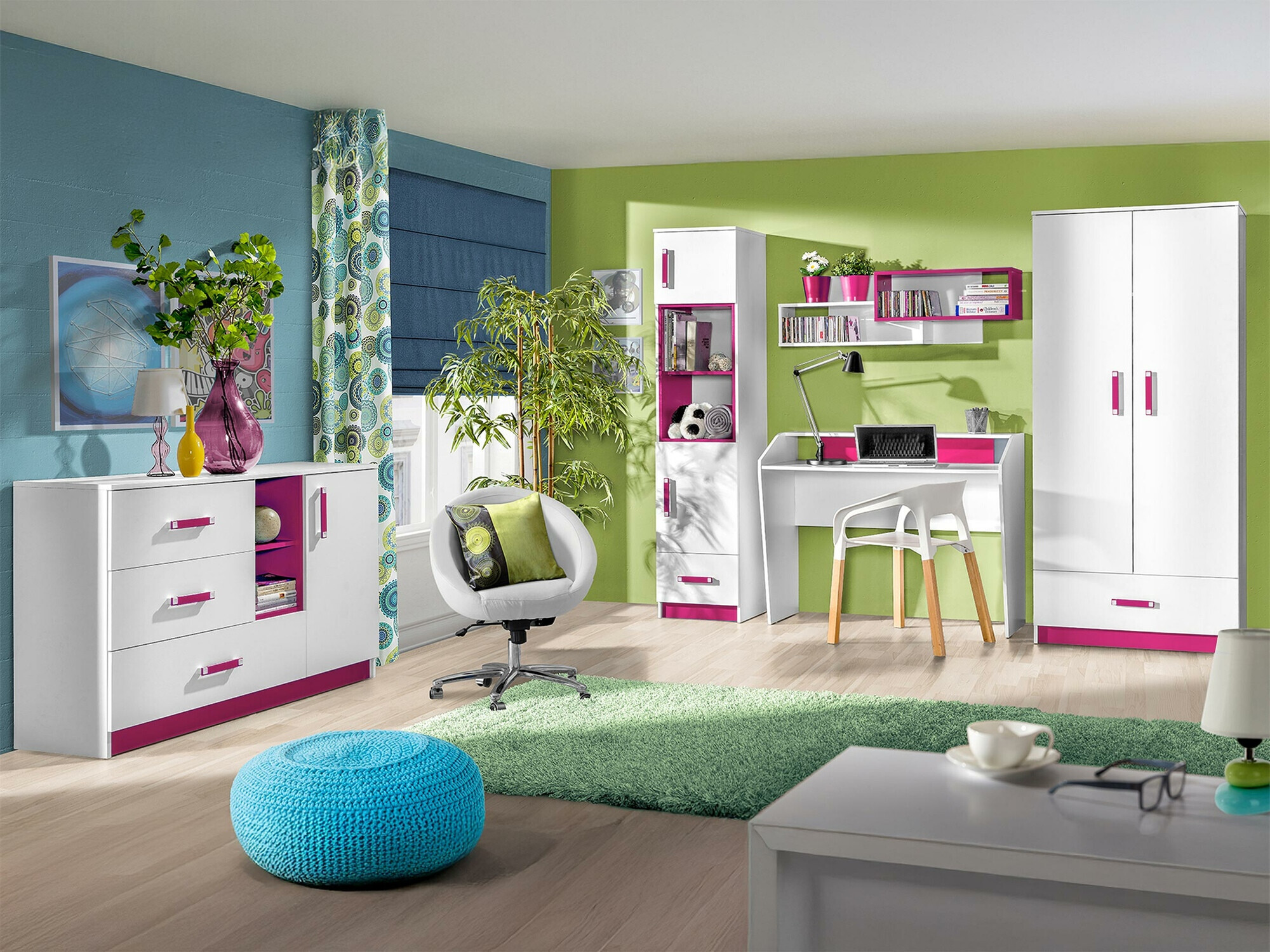 Scaffale Sorviru 104 (Bianco + Fucsia)