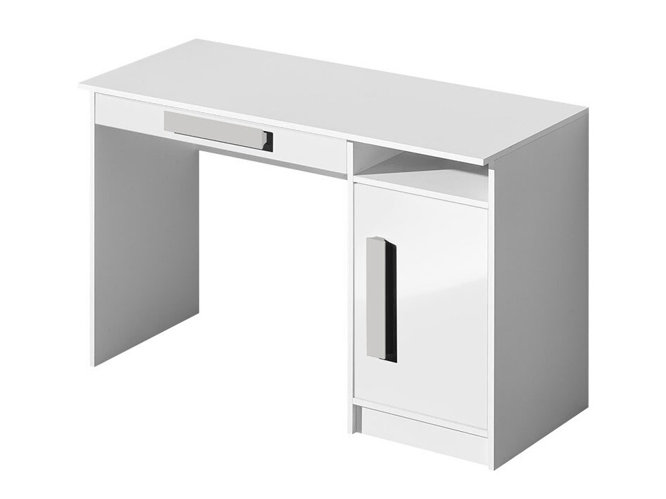 Scrivania da ufficio Merevari 100 (Bianco + Bianco lucido + Grigio)