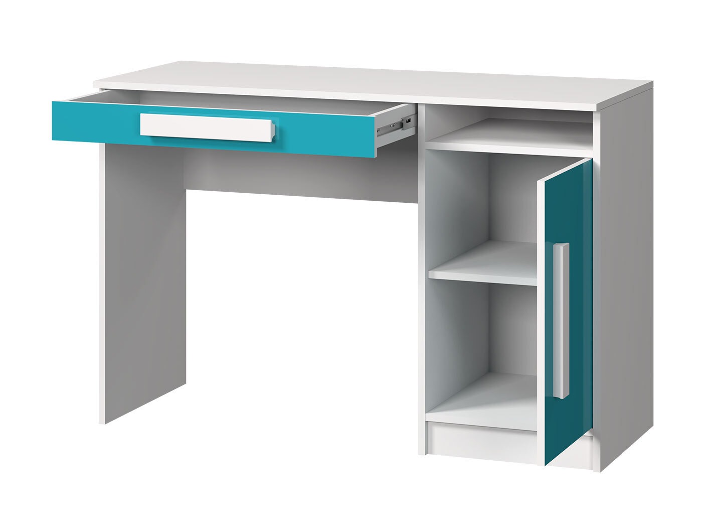 Scrivania da ufficio Merevari 100 (Bianco + Bianco lucido + Grigio)