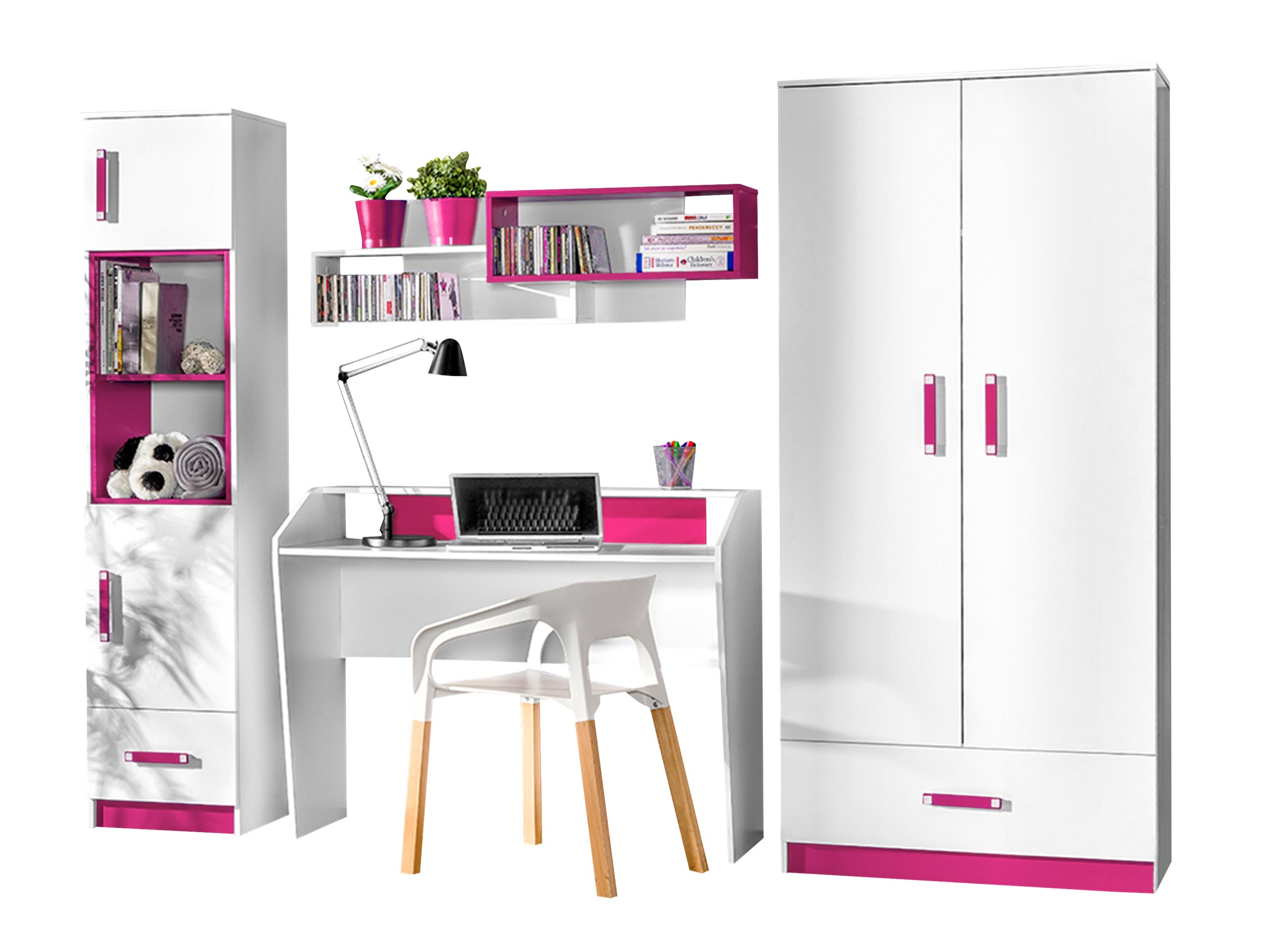 Set Camerette per bambini Sorviru 106 (Bianco + Fucsia)