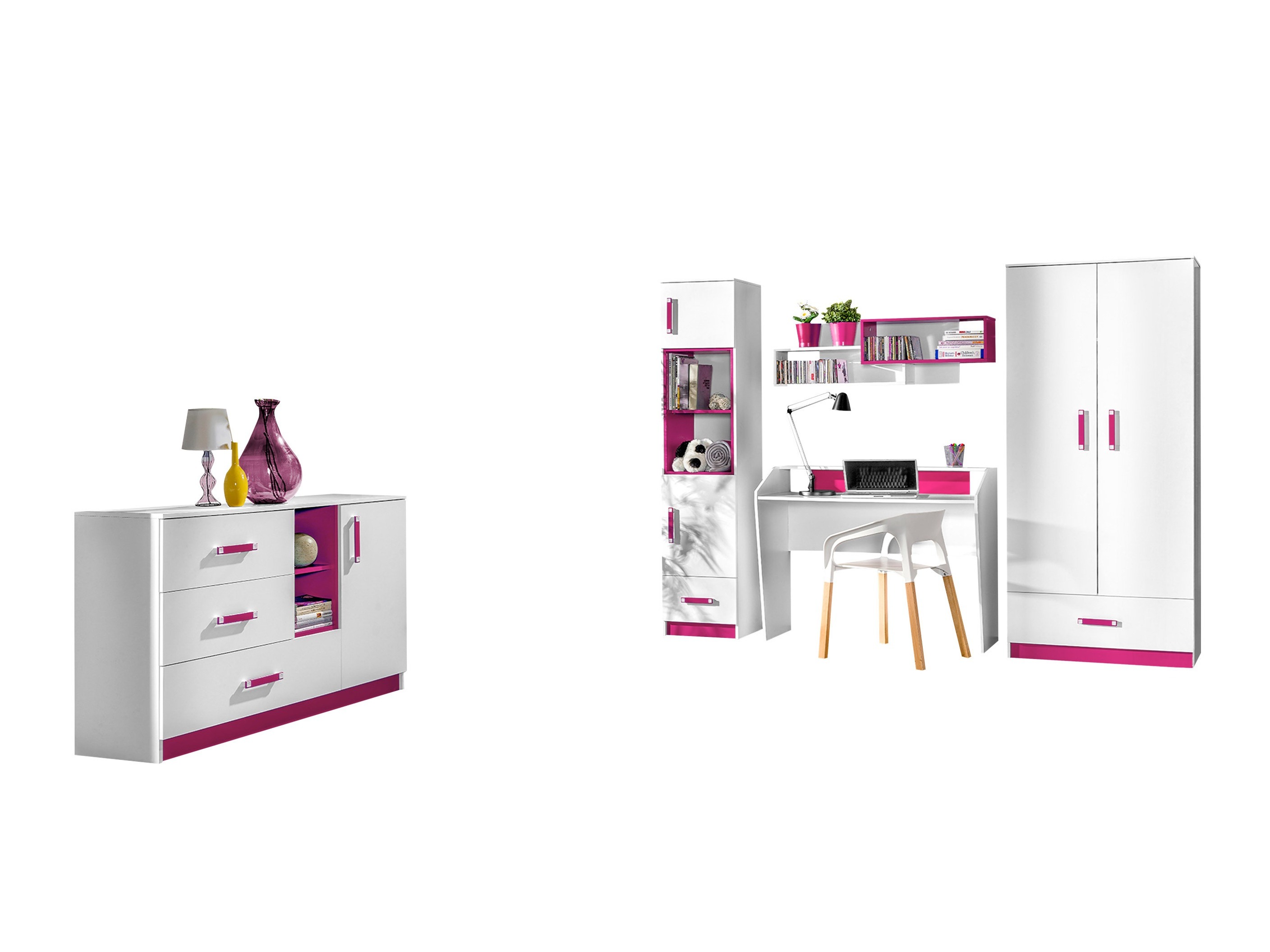Set Camerette per bambini Sorviru 107 (Bianco + Fucsia)