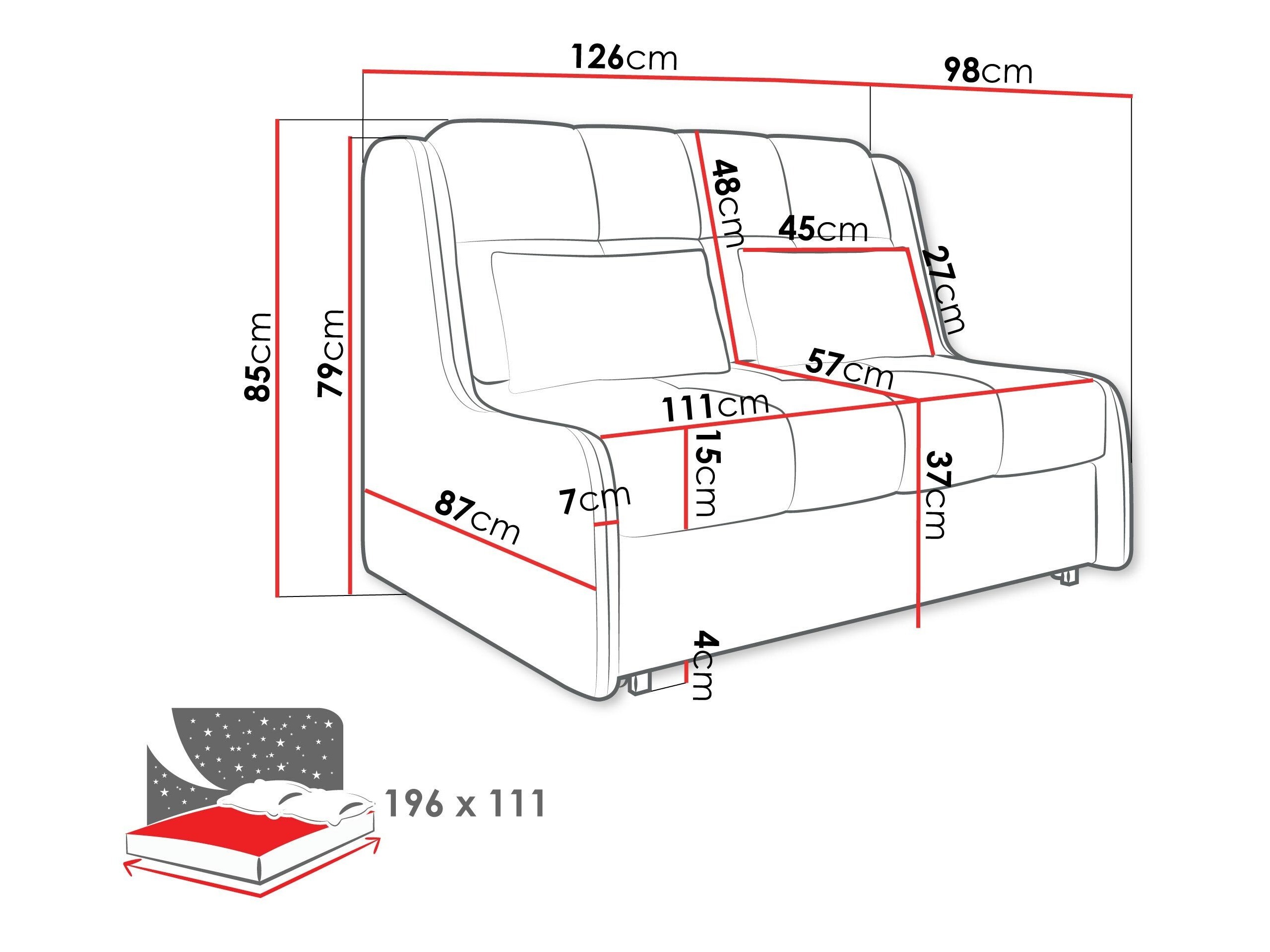 Divano letto Columbus 255 (Sereno 684)