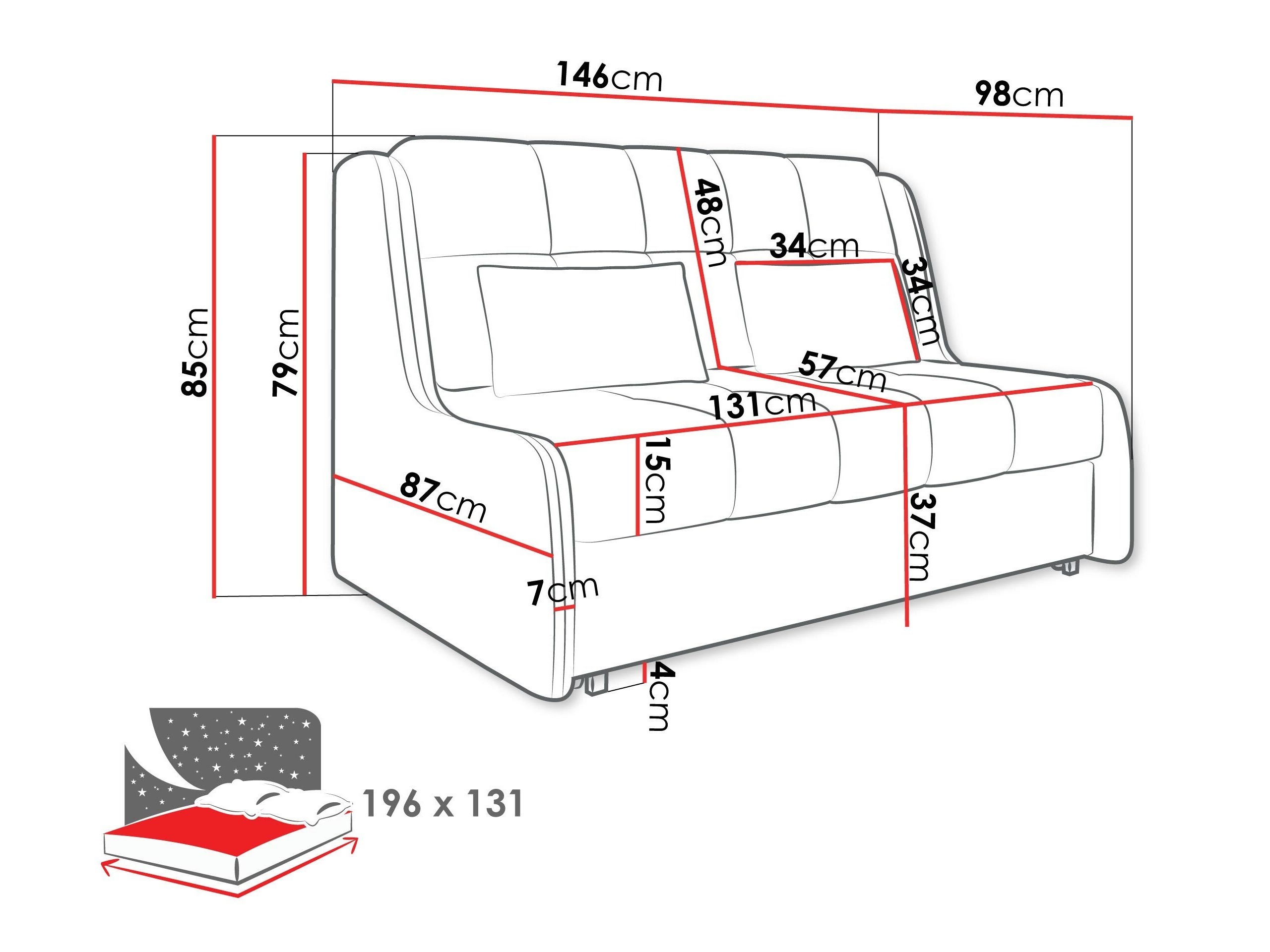 Divano letto Columbus 256 (Sereno 681)