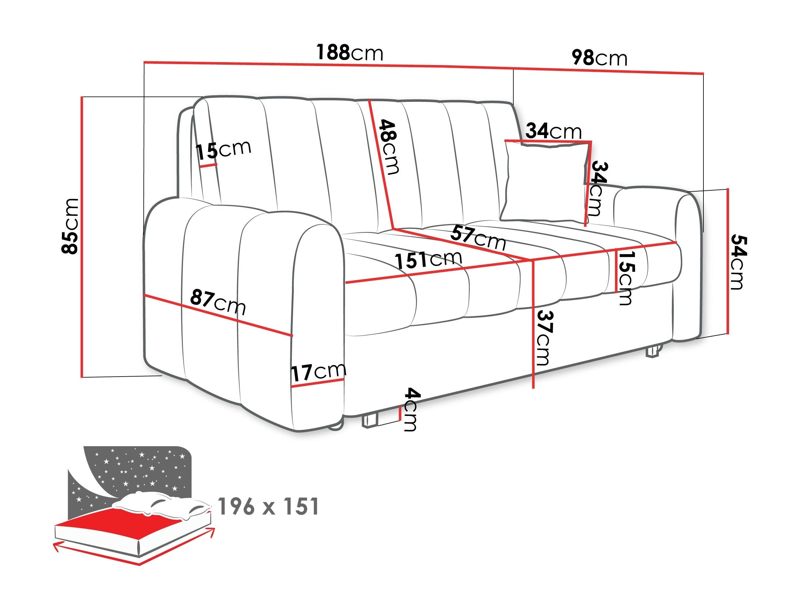 Divano letto Columbus 265 (Lumo 75)