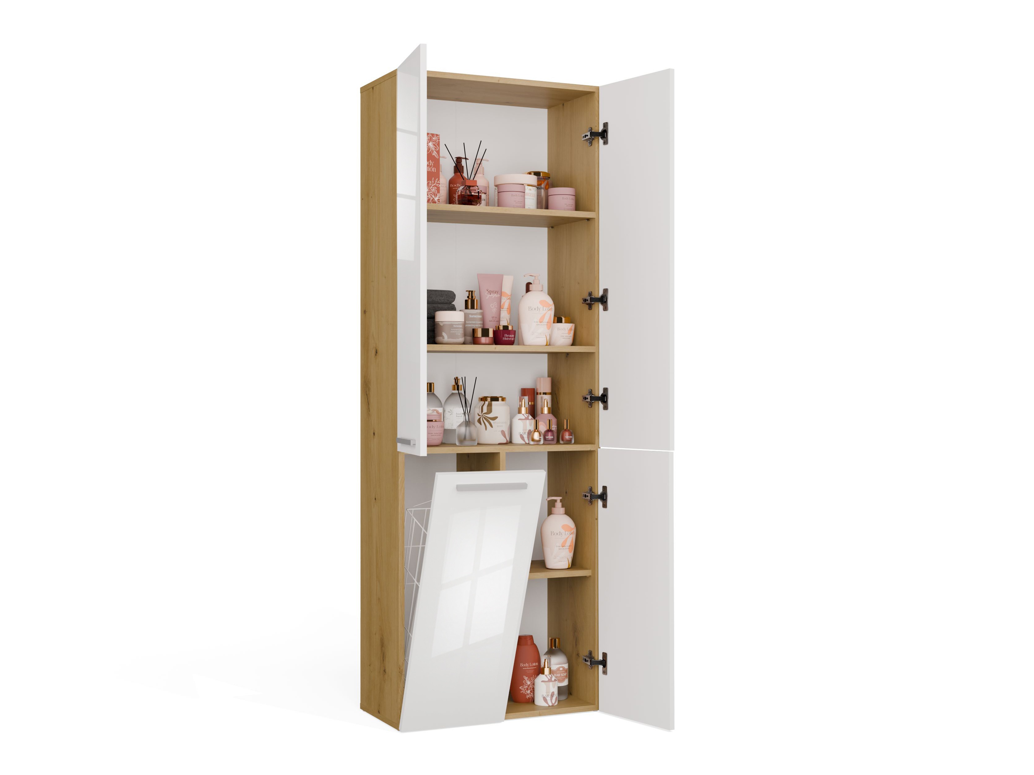 Mobiletto del bagno Nolmaru 100 (Rovere Artisan + Bianco lucido)