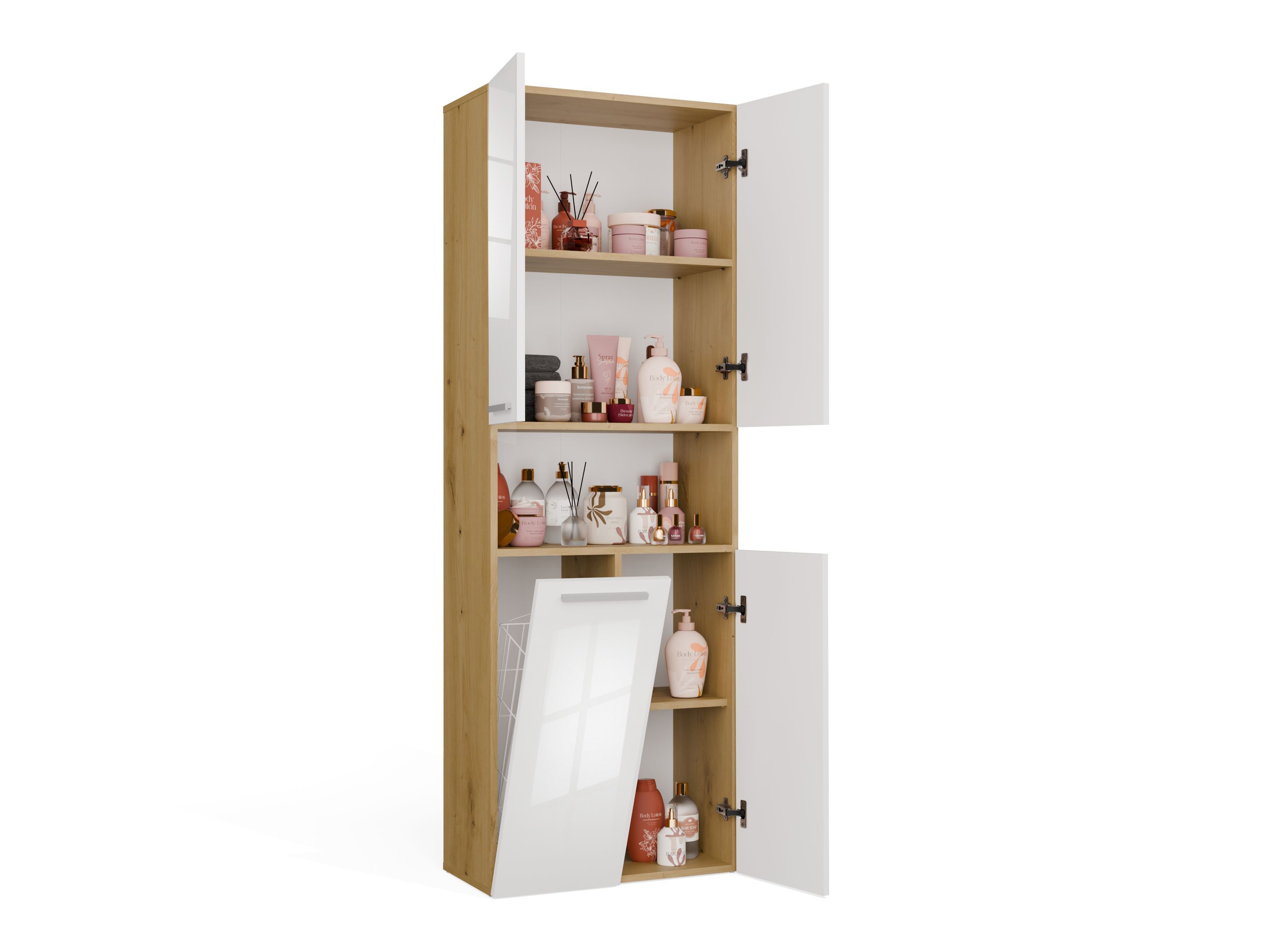 Mobiletto del bagno Nolmaru 101 (Rovere Artisan + Bianco lucido)