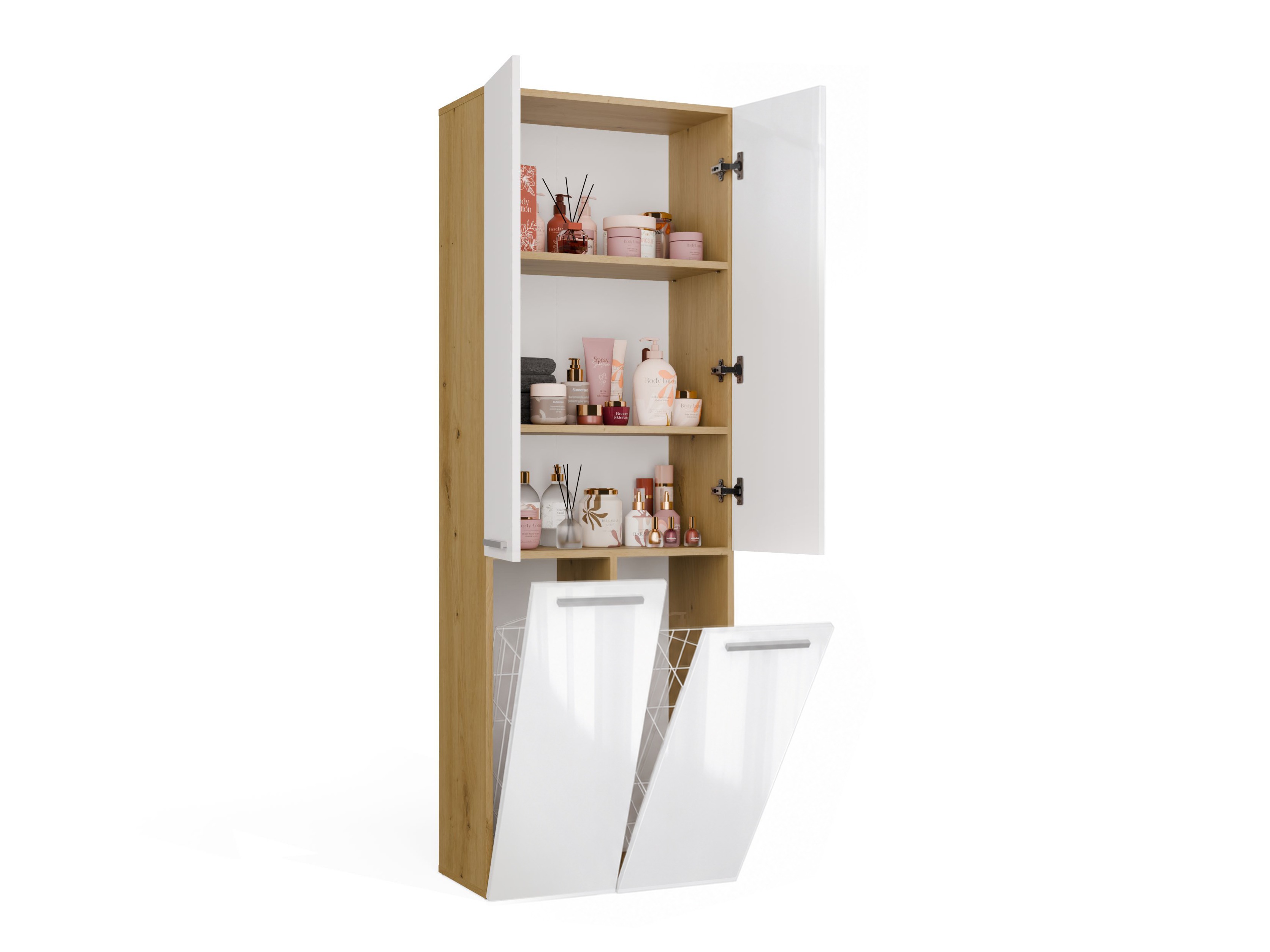 Mobiletto del bagno Nolmaru 102 (Rovere Artisan + Bianco lucido)