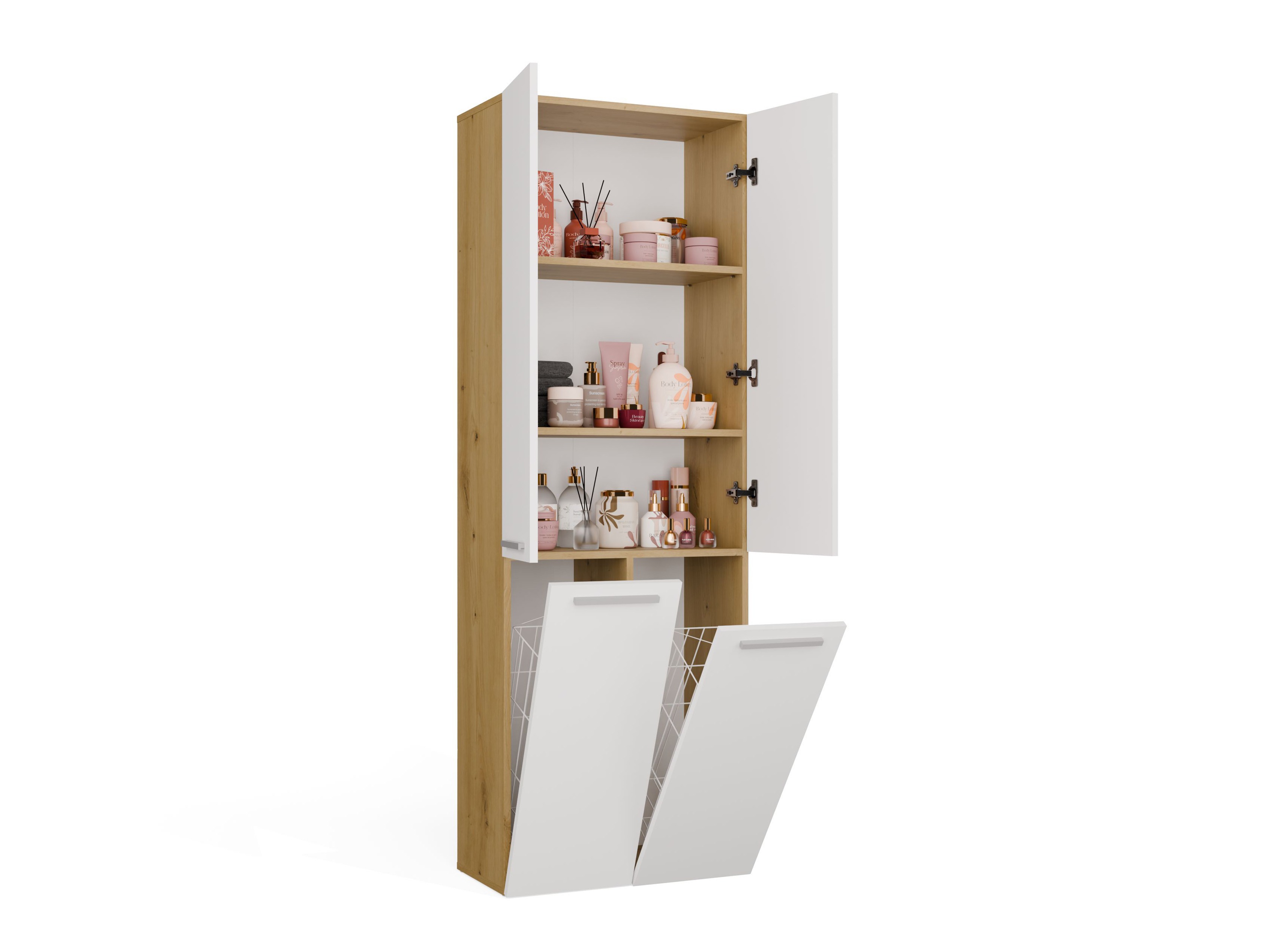 Mobiletto del bagno Nolmaru 102 (Rovere Artisan + Bianco)