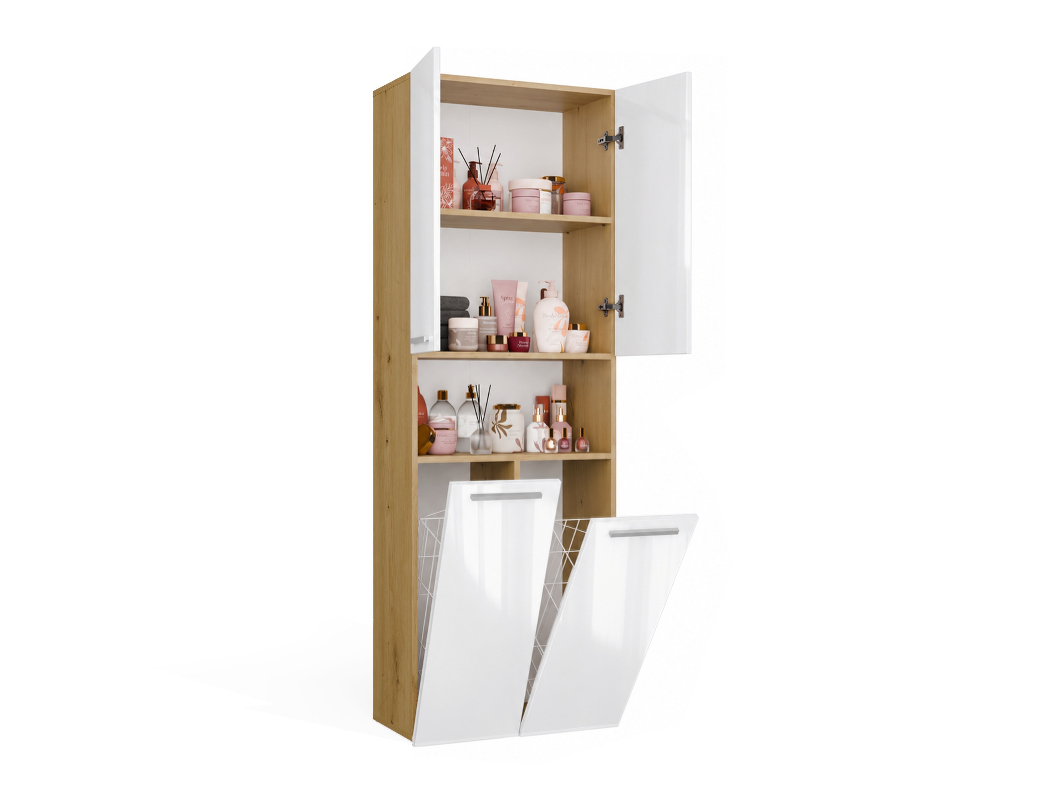 Mobiletto del bagno Nolmaru 103 (Rovere Artisan + Bianco lucido)