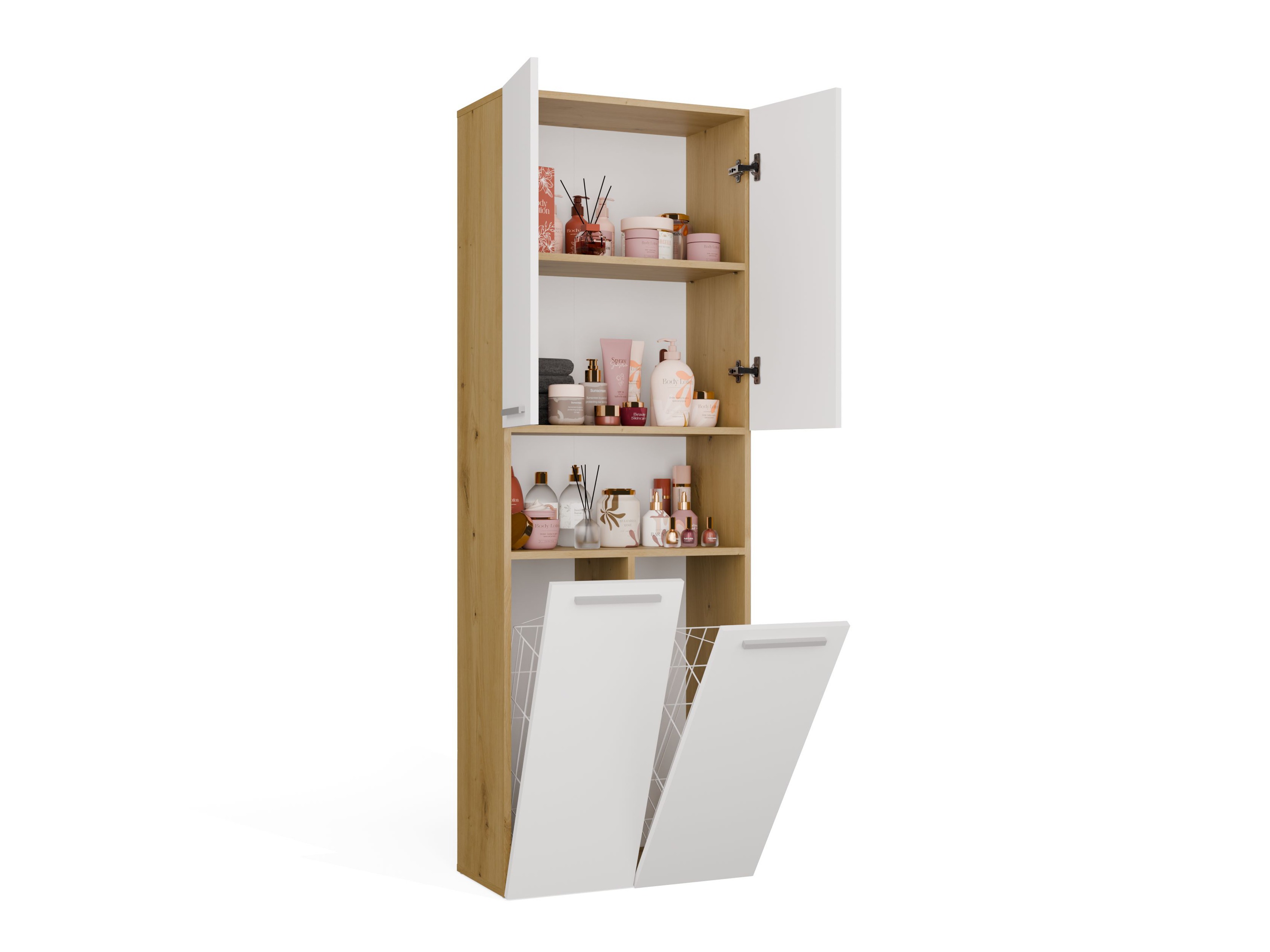 Mobiletto del bagno Nolmaru 103 (Rovere Artisan + Bianco)