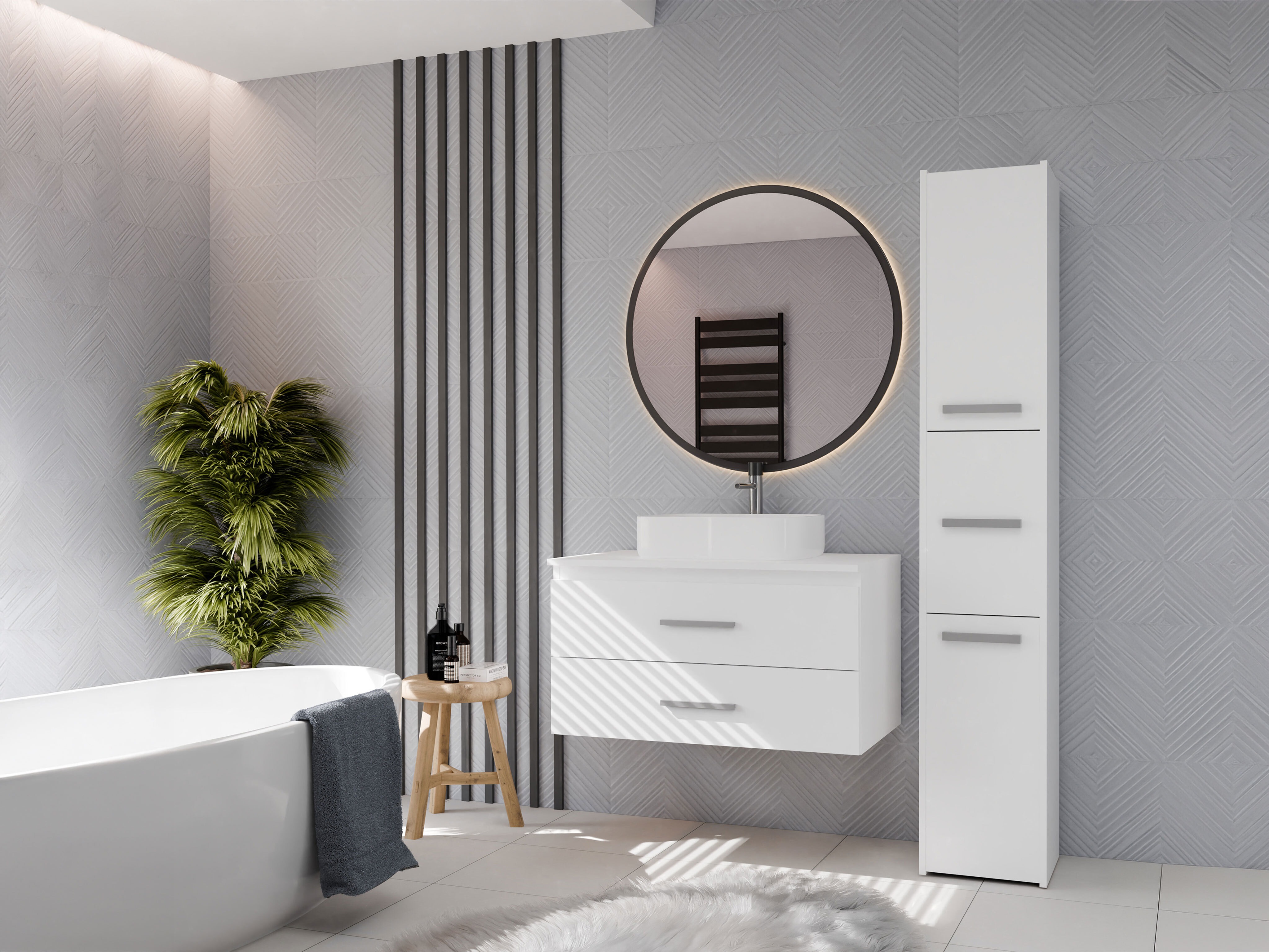 Comodino da bagno per lavandino Nolmaru 113 (Bianco)