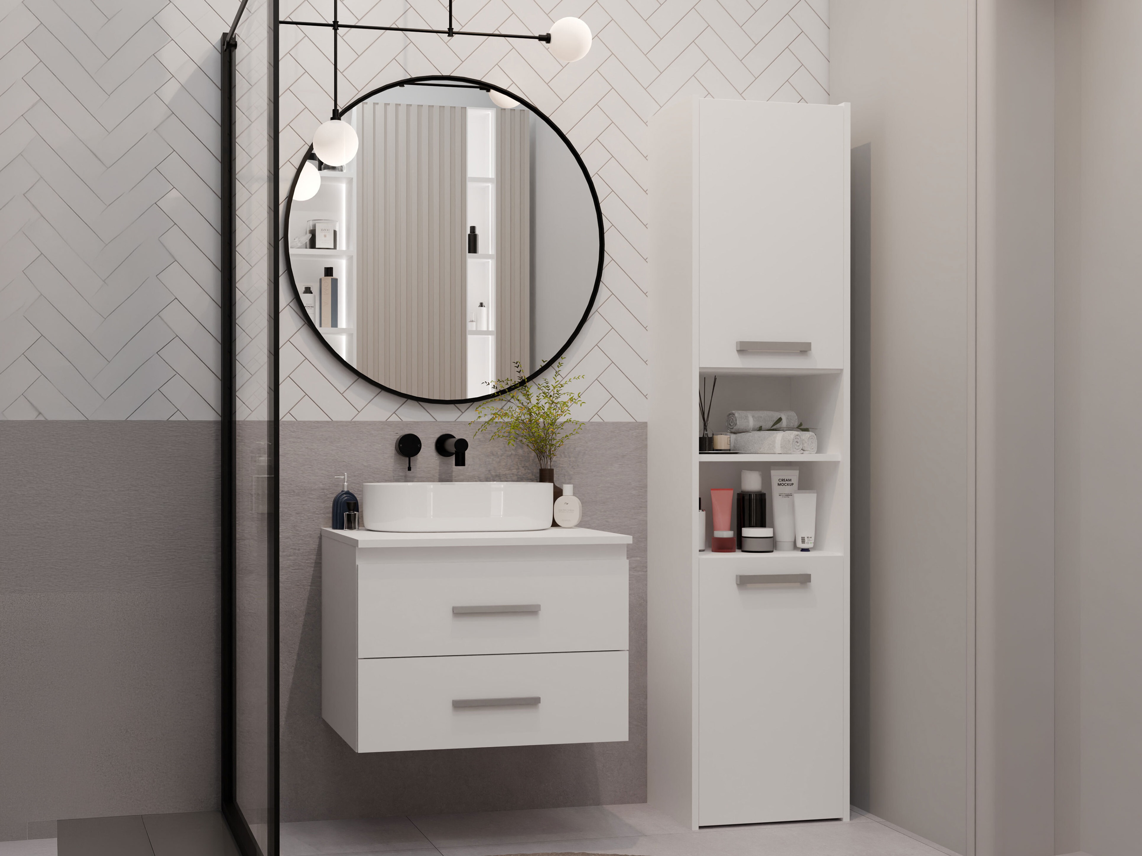 Comodino da bagno per lavandino Nolmaru 112 (Bianco)
