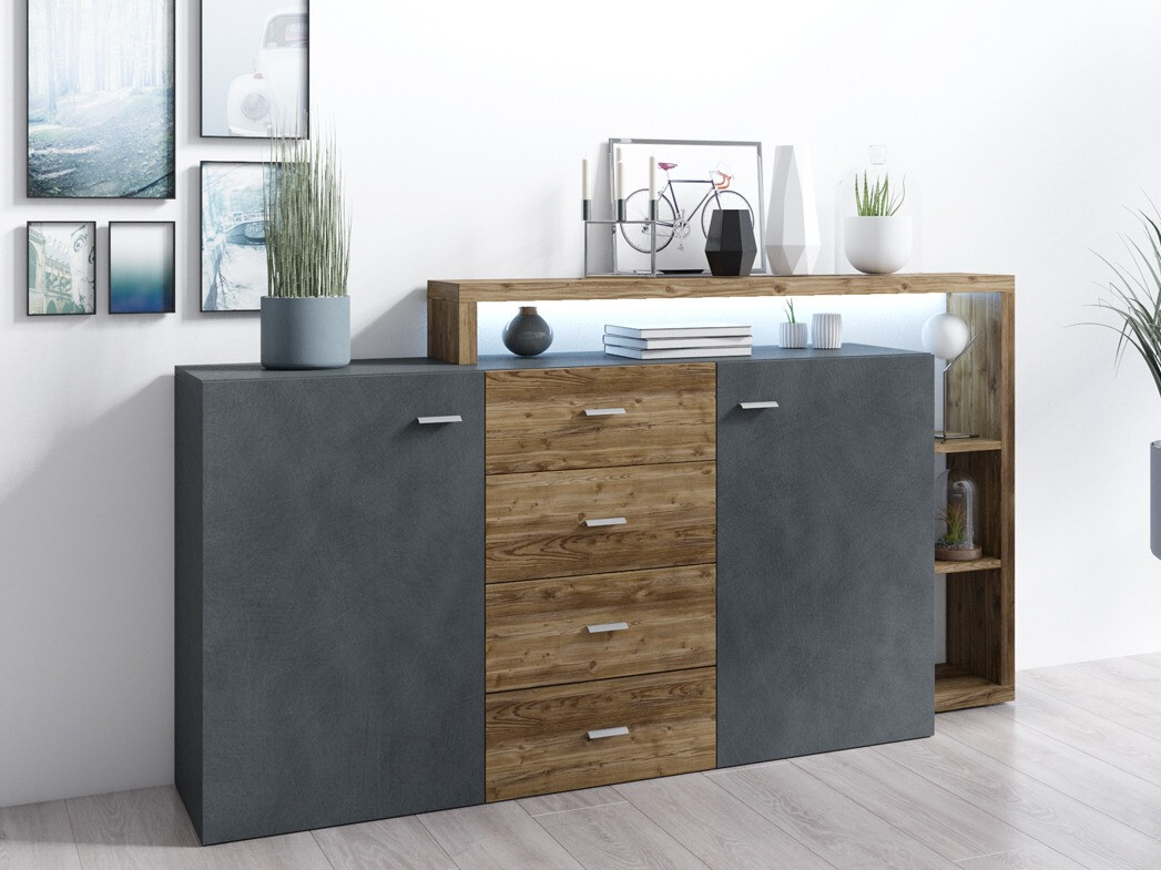 Cassettiera Lutiva 106 (Matera grigio + Abete scuro)