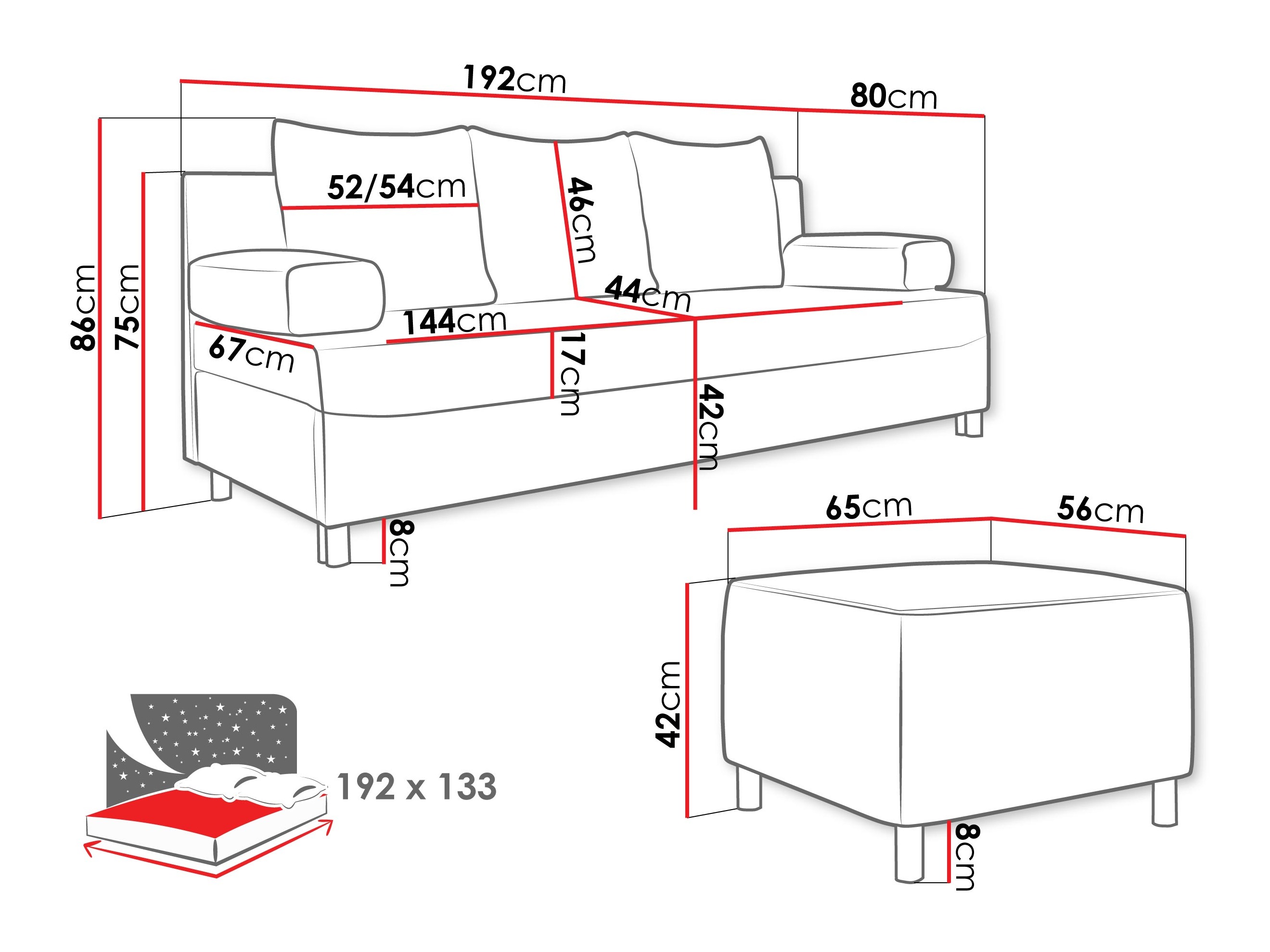 Set mobili imbottiti Comfivo Artes (Lumo 40)