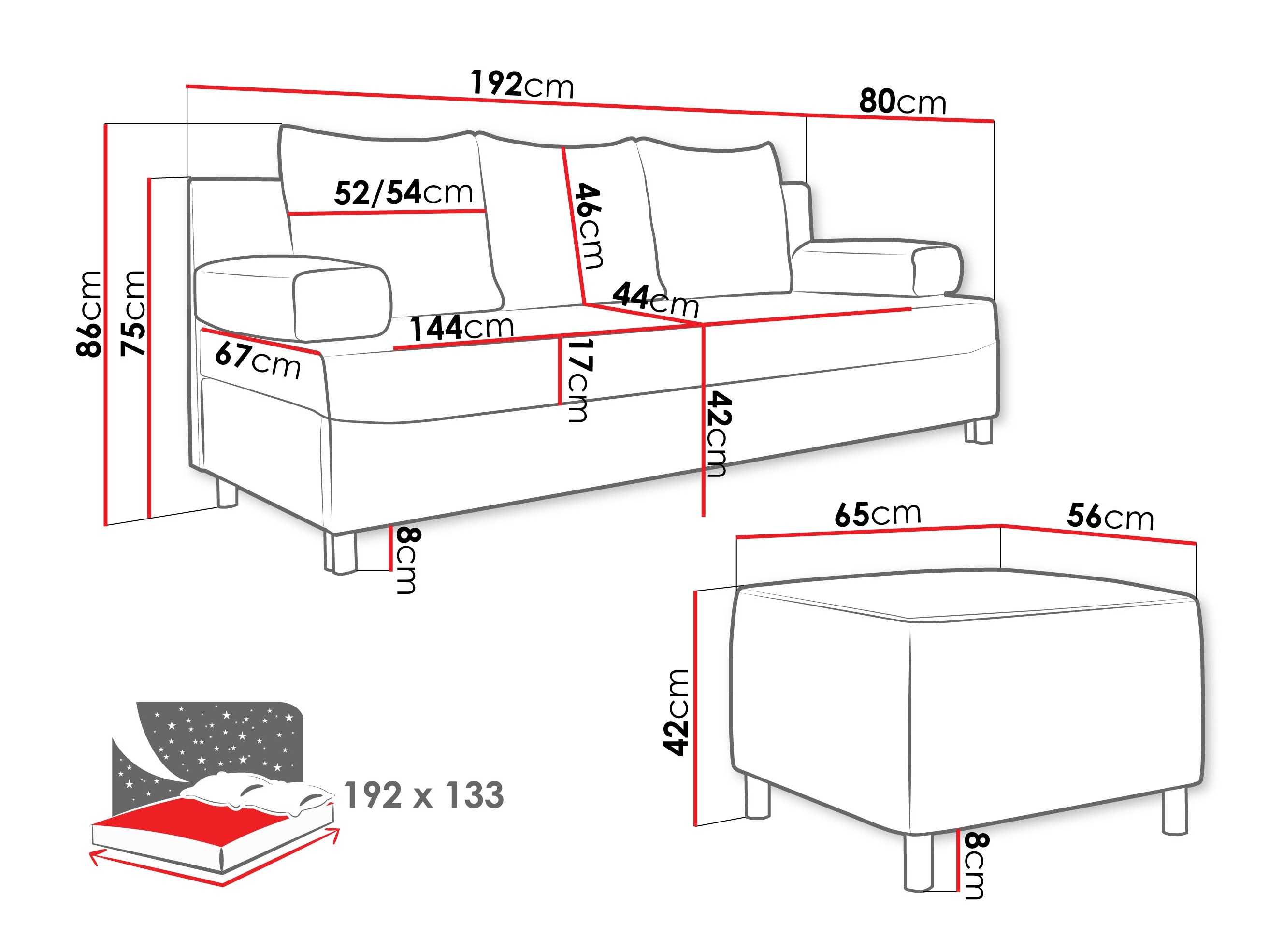 Set mobili imbottiti Comfivo Artes (Lumo 55)