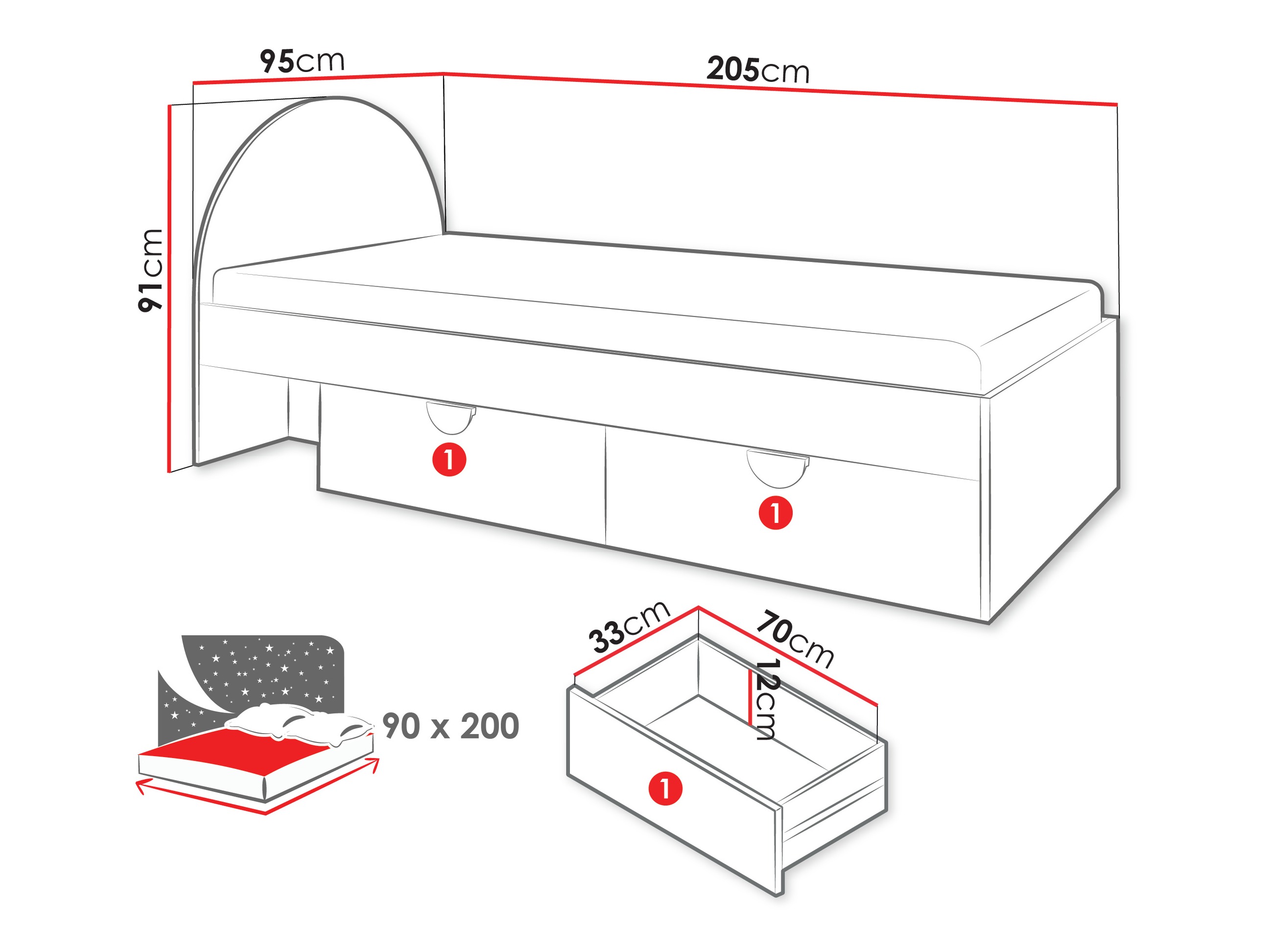 Letto Fivelbi 111 (Blu)