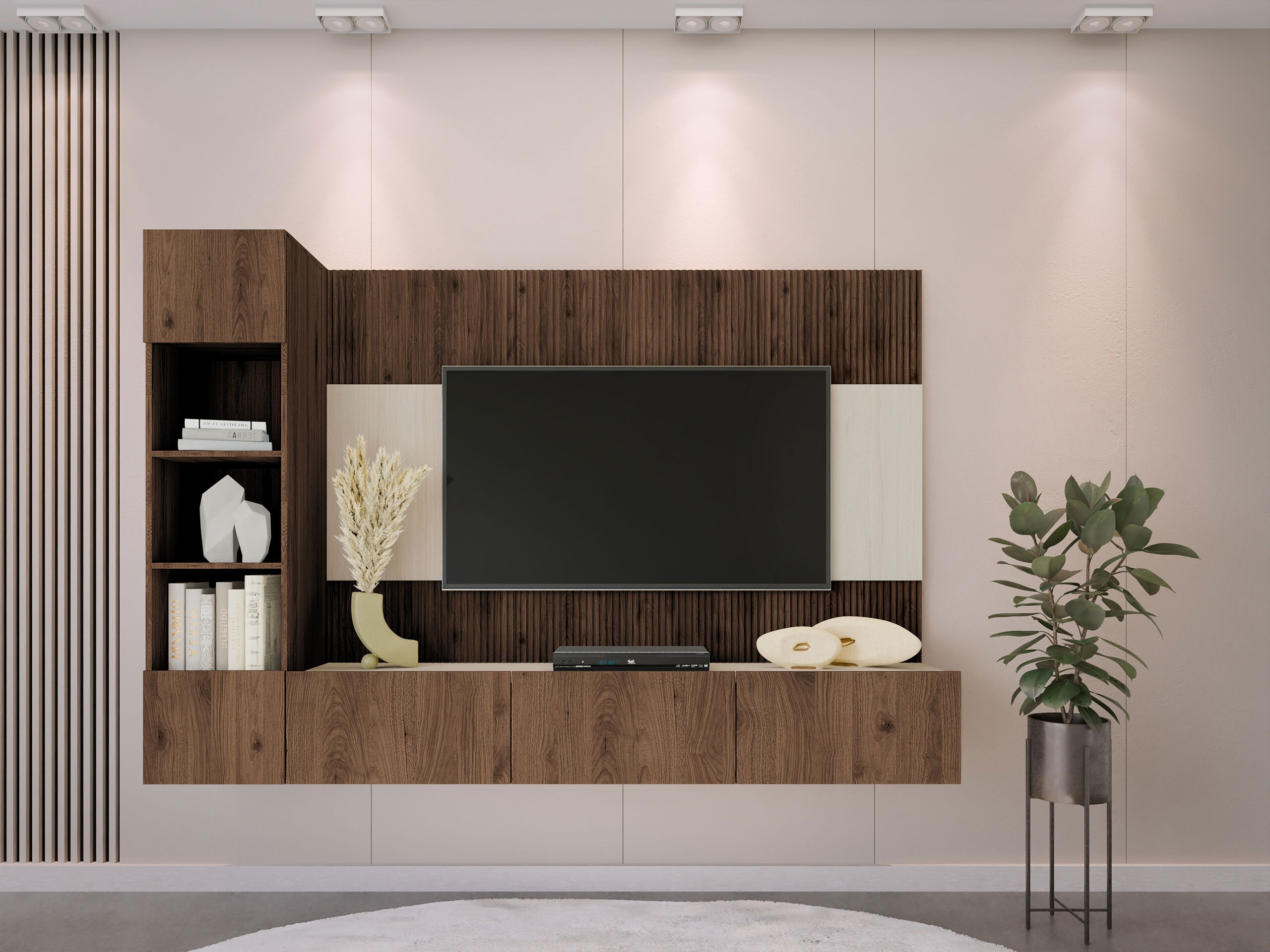 Parete attrezzata Comfivo Salix II (Noce + Chiara traverine)