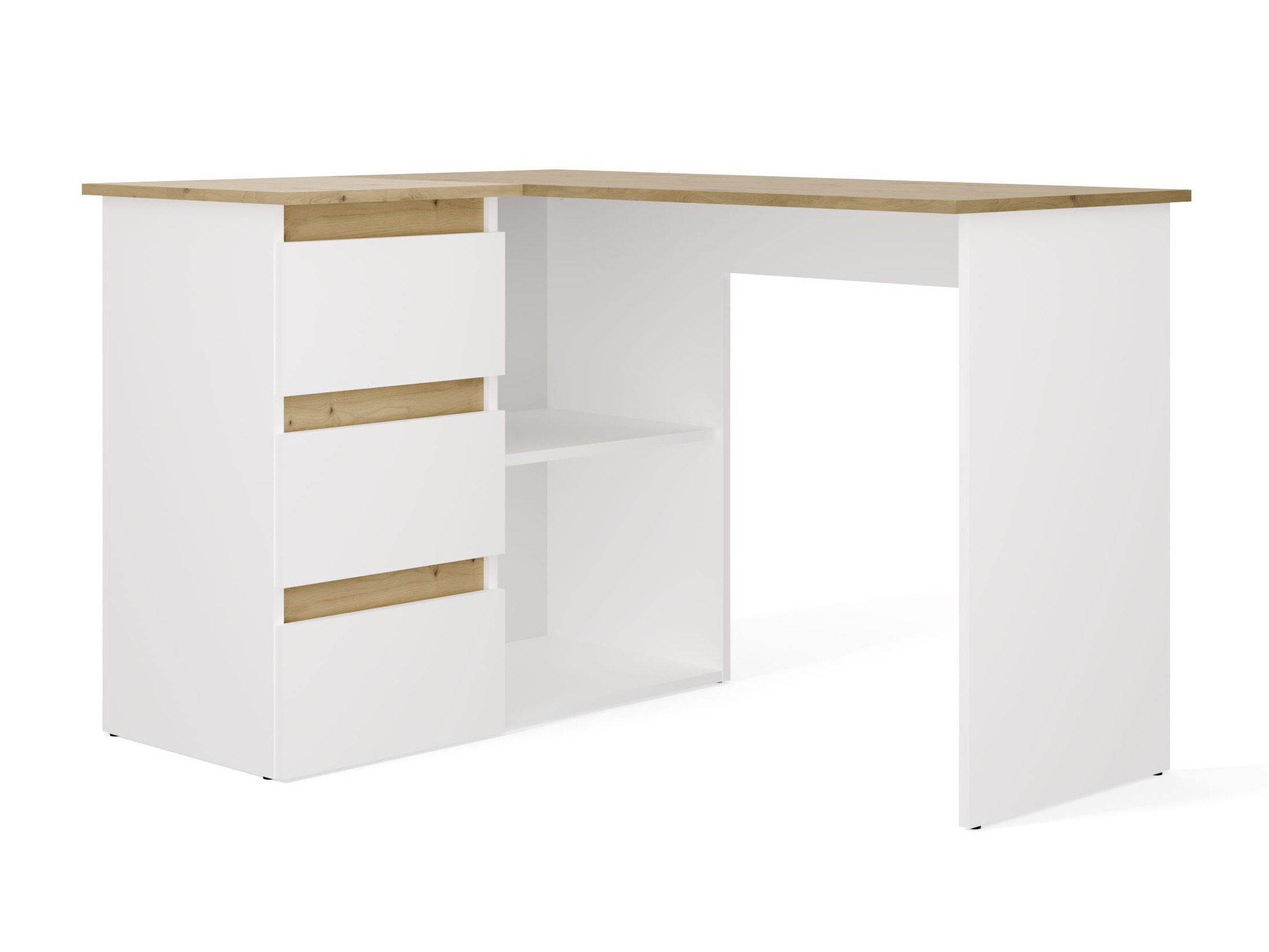 Scrivanie angolare Mandeville 365 (Rovere Artisan + Bianco)