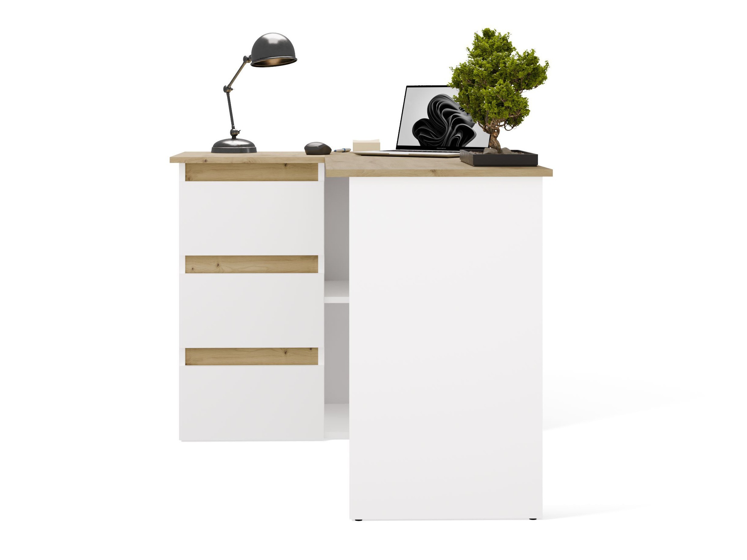 Scrivanie angolare Mandeville 365 (Rovere Artisan + Bianco)