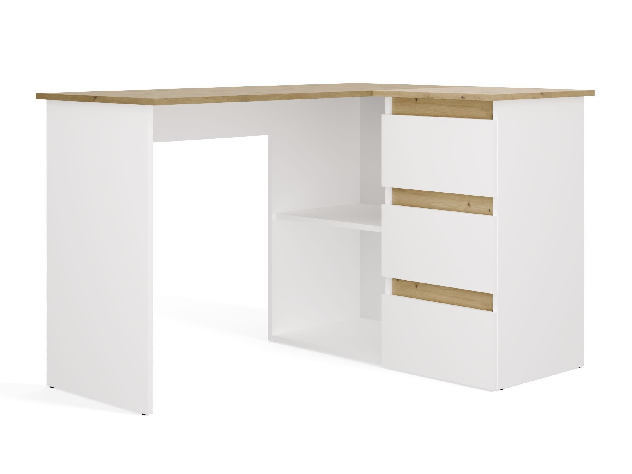 Scrivanie angolare Mandeville 365 (Rovere Artisan + Bianco)