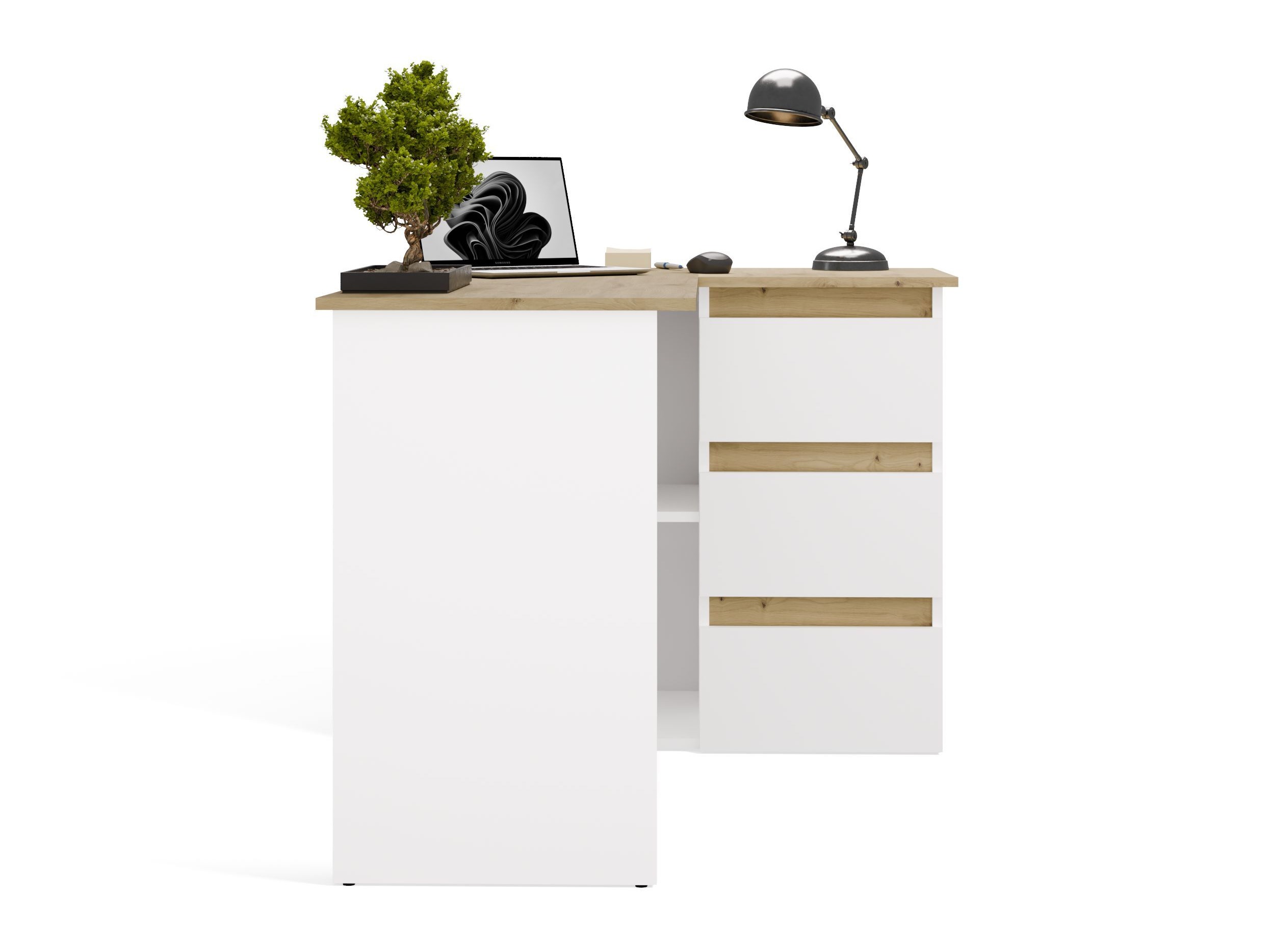 Scrivanie angolare Mandeville 365 (Rovere Artisan + Bianco)