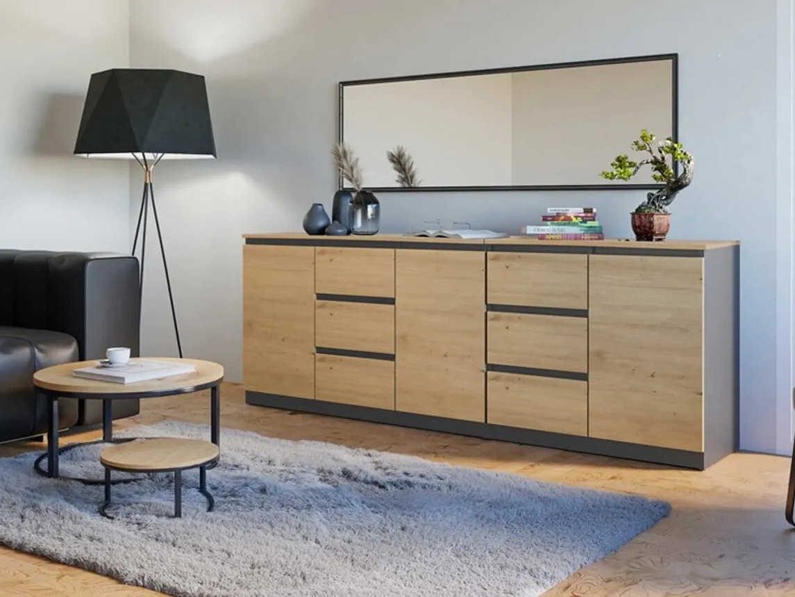Cassettiera Elbvelu 109 (Antracite + Rovere Artisan)