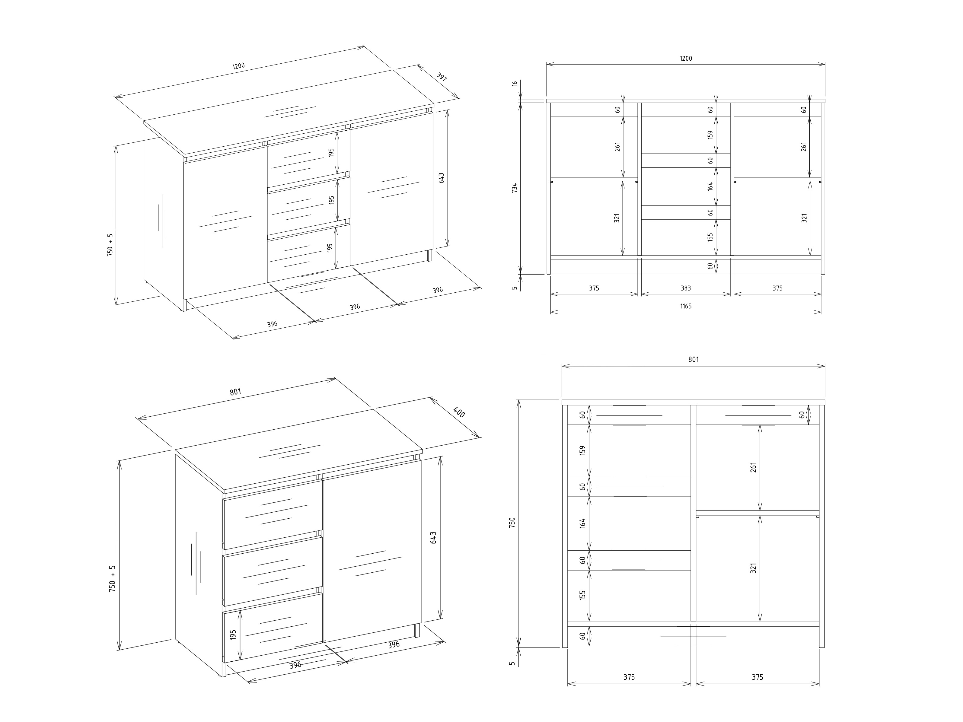 Cassettiera Elbvelu 109 (Antracite + Rovere Artisan)