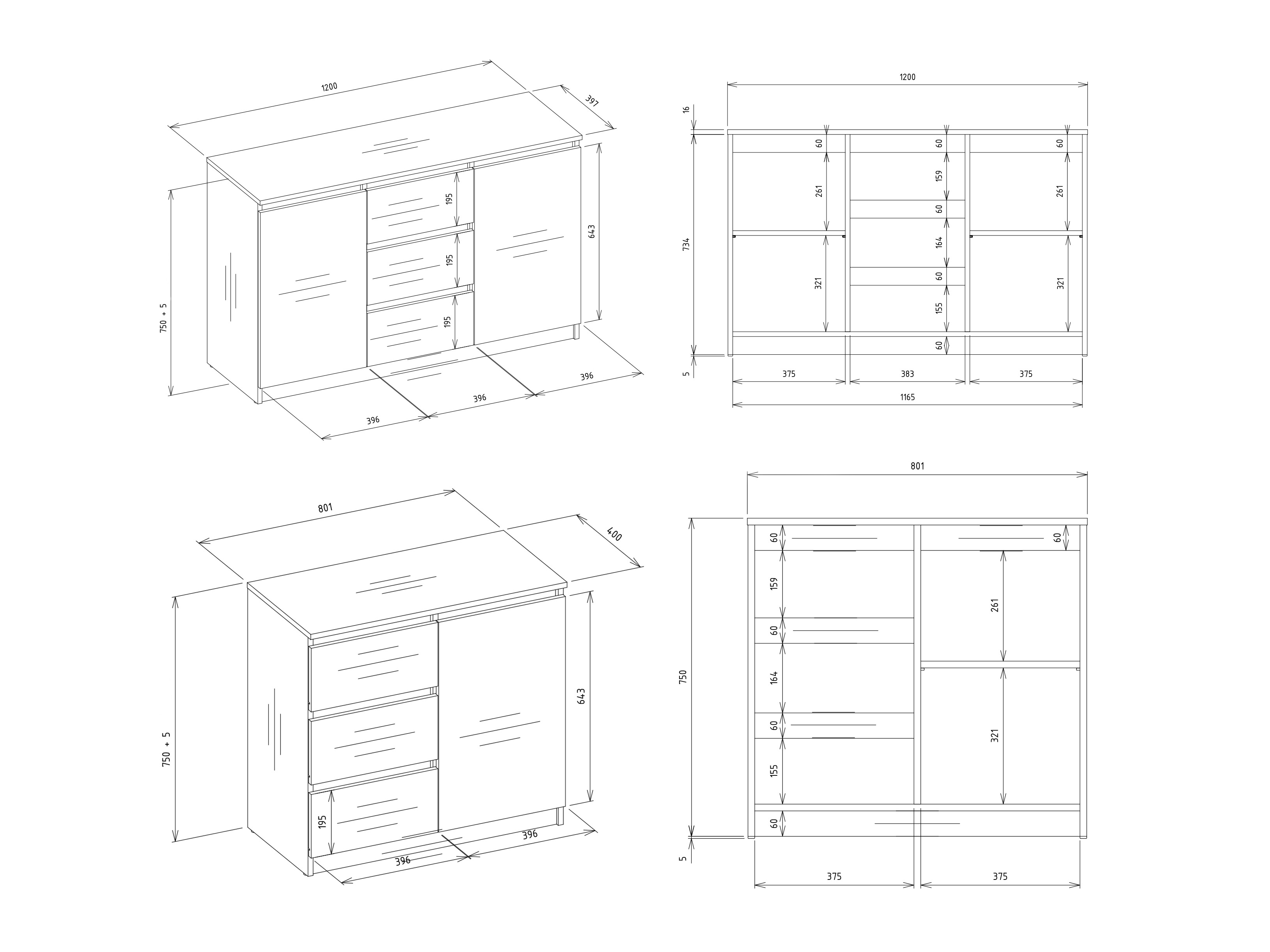 Cassettiera Elbvelu 109 (Bianco)