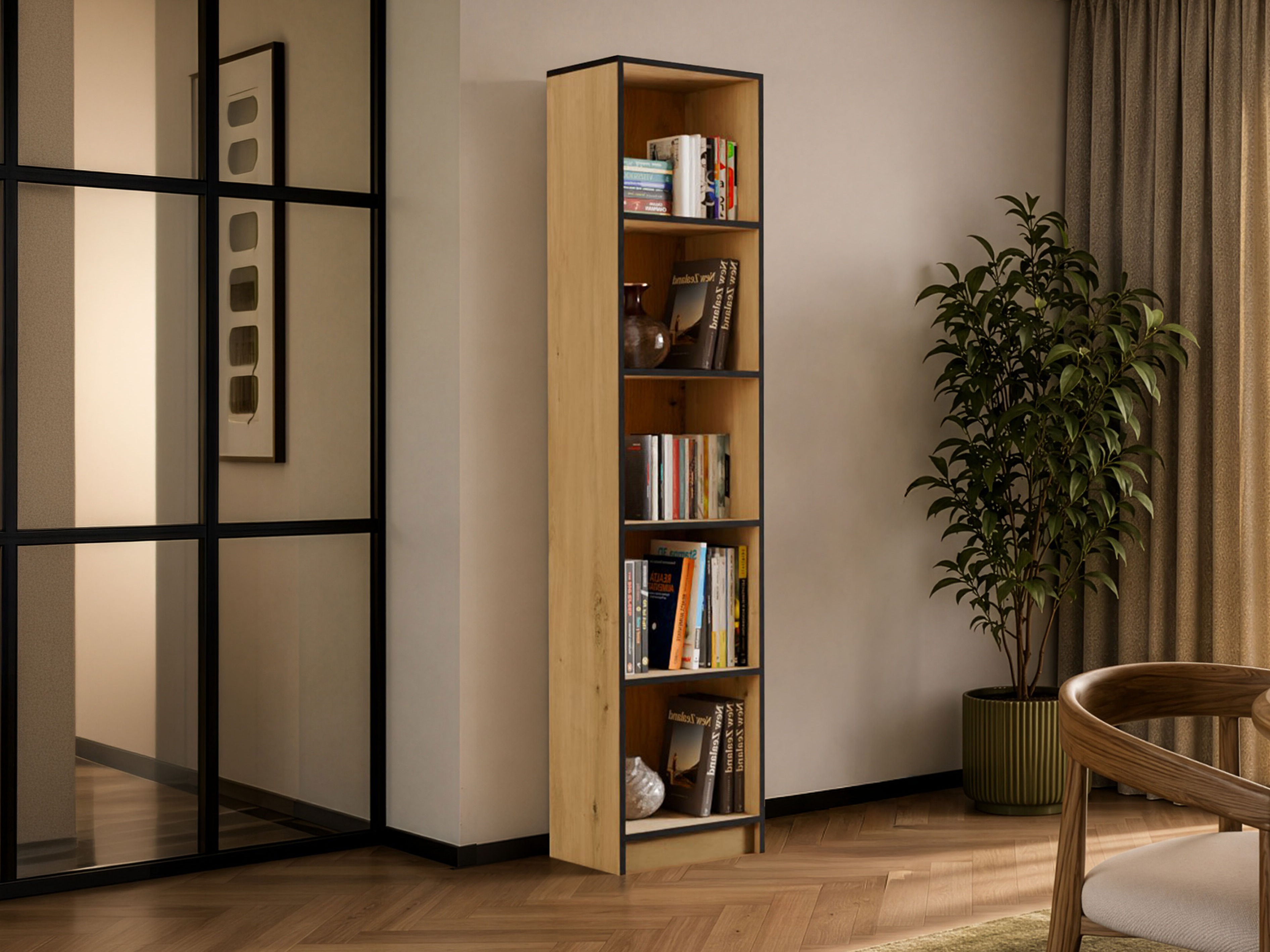 Scaffale Mandeville 183 (Rovere Artisan + Nero)